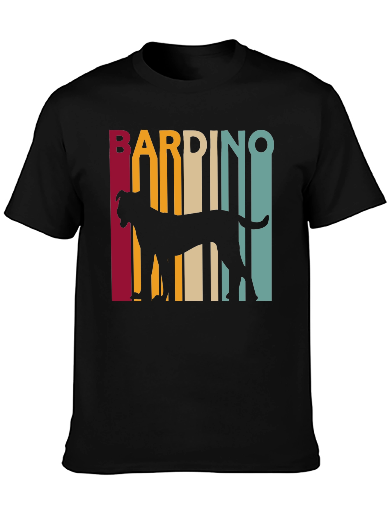 Bardino Dog Silhouette Retro Style Black T-Shirt