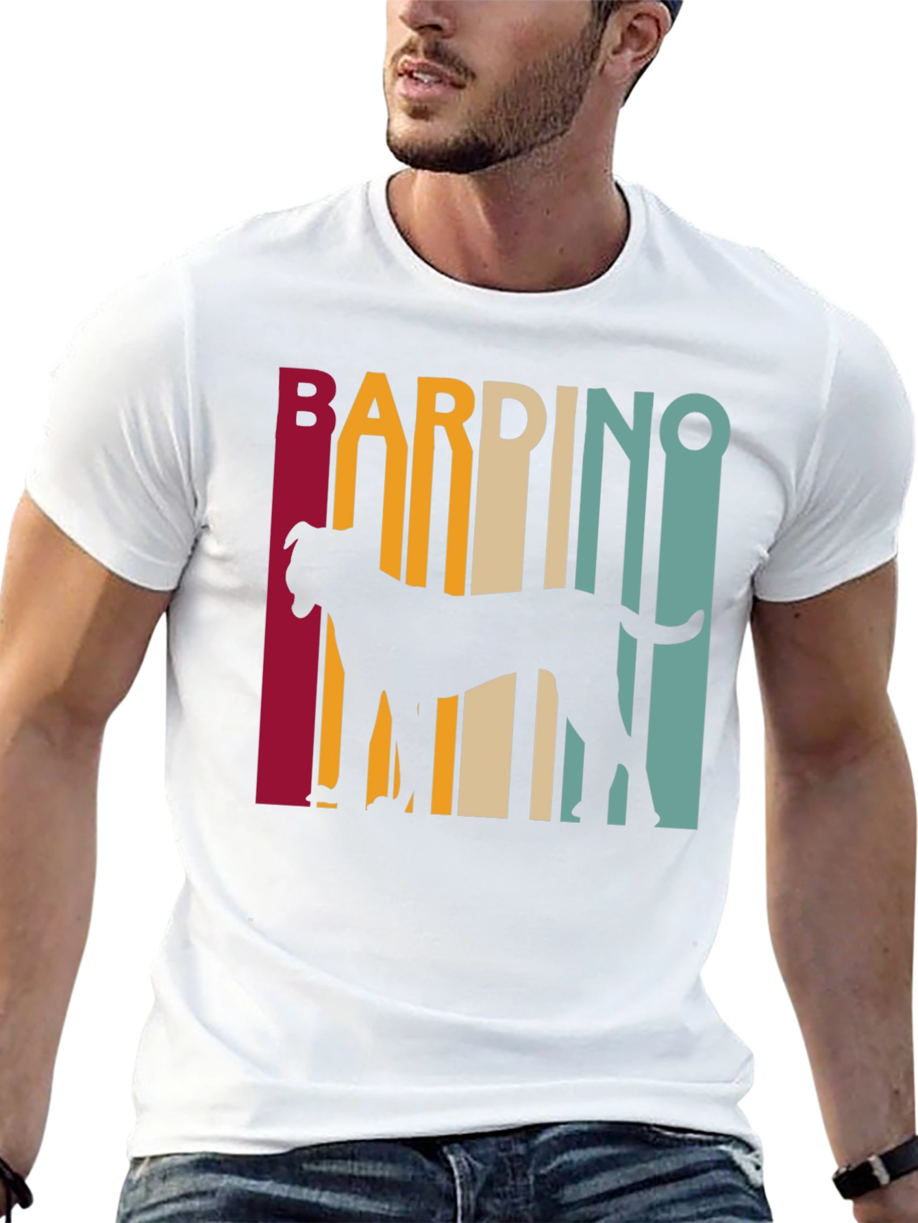 Bardino Dog Silhouette Retro Style Black T-Shirt