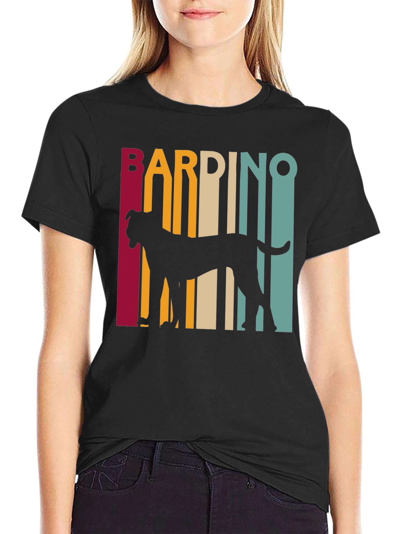 Bardino Dog Silhouette Retro Style Black T-Shirt