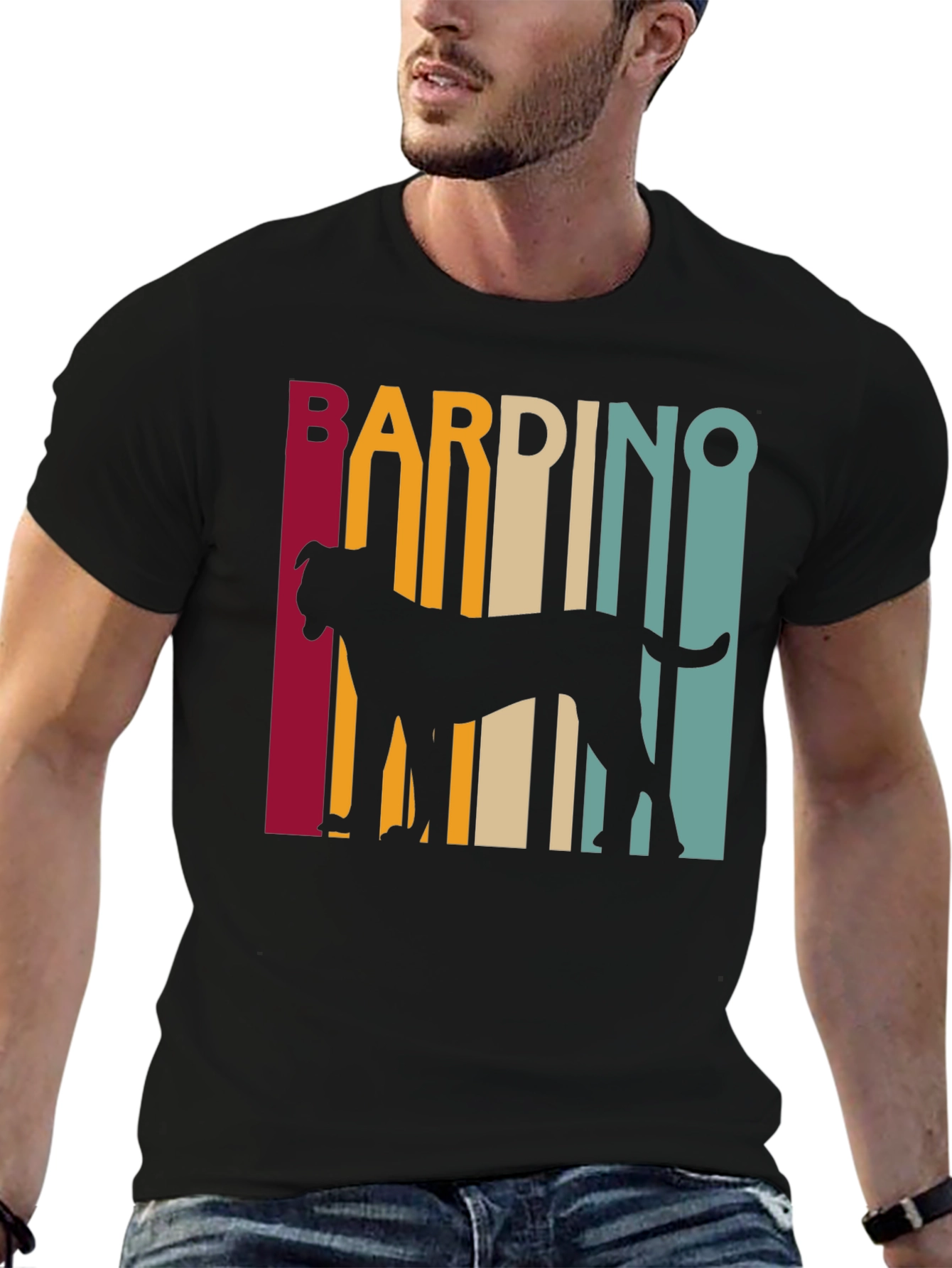 Bardino Dog Silhouette Retro Style Black T-Shirt