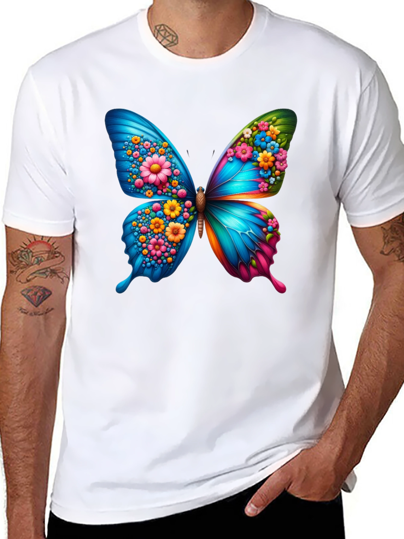 Butterfly Flower Graphic T-Shirt