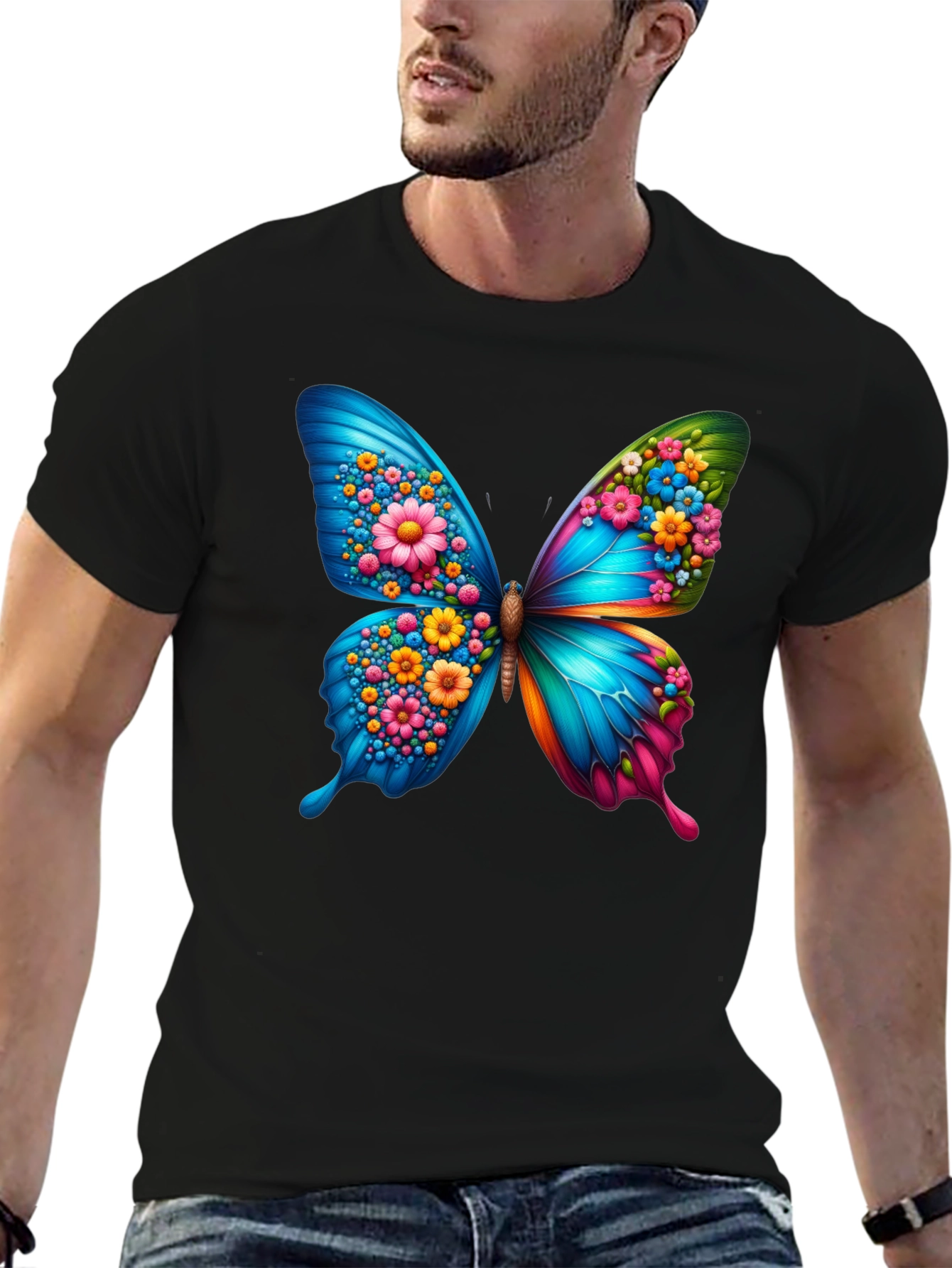 Butterfly Flower Graphic T-Shirt