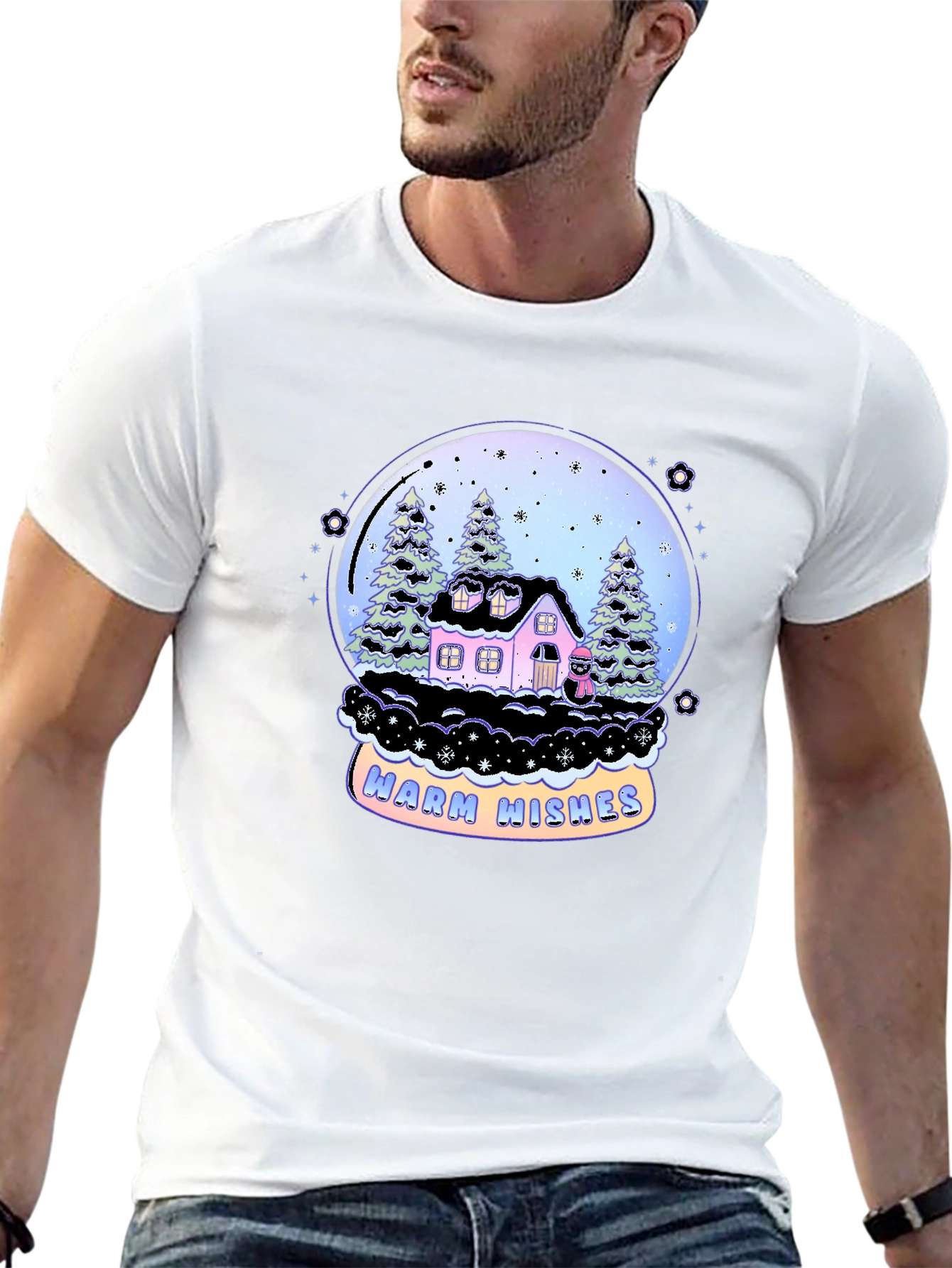 Warm Wishes Snow Globe Graphic Tee - Black