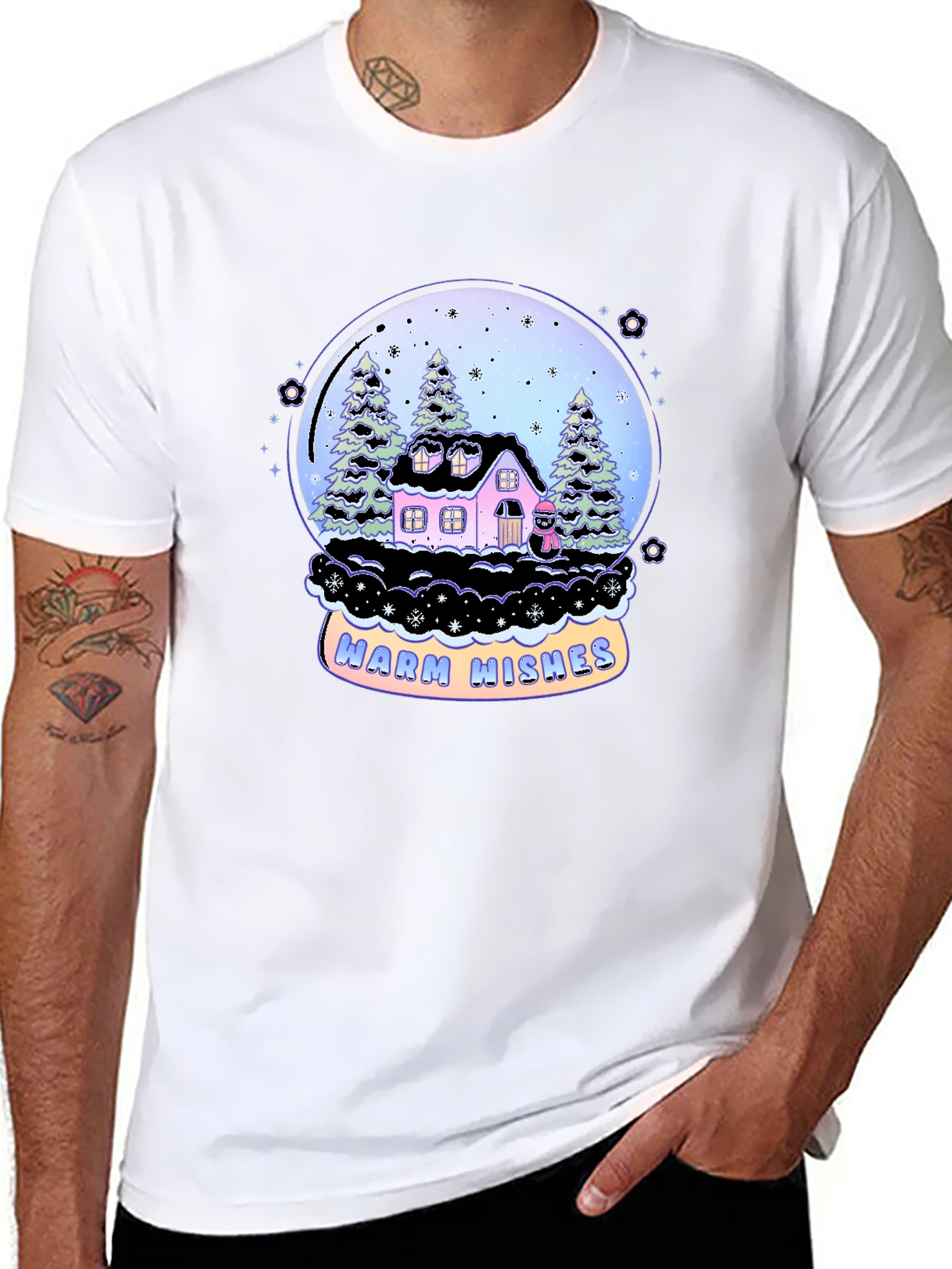 Warm Wishes Snow Globe Graphic Tee - Black