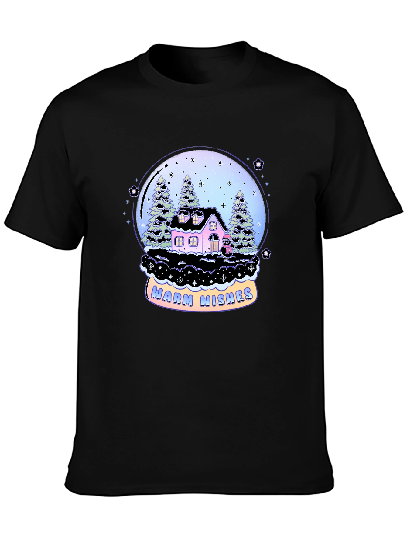 Warm Wishes Snow Globe Graphic Tee - Black