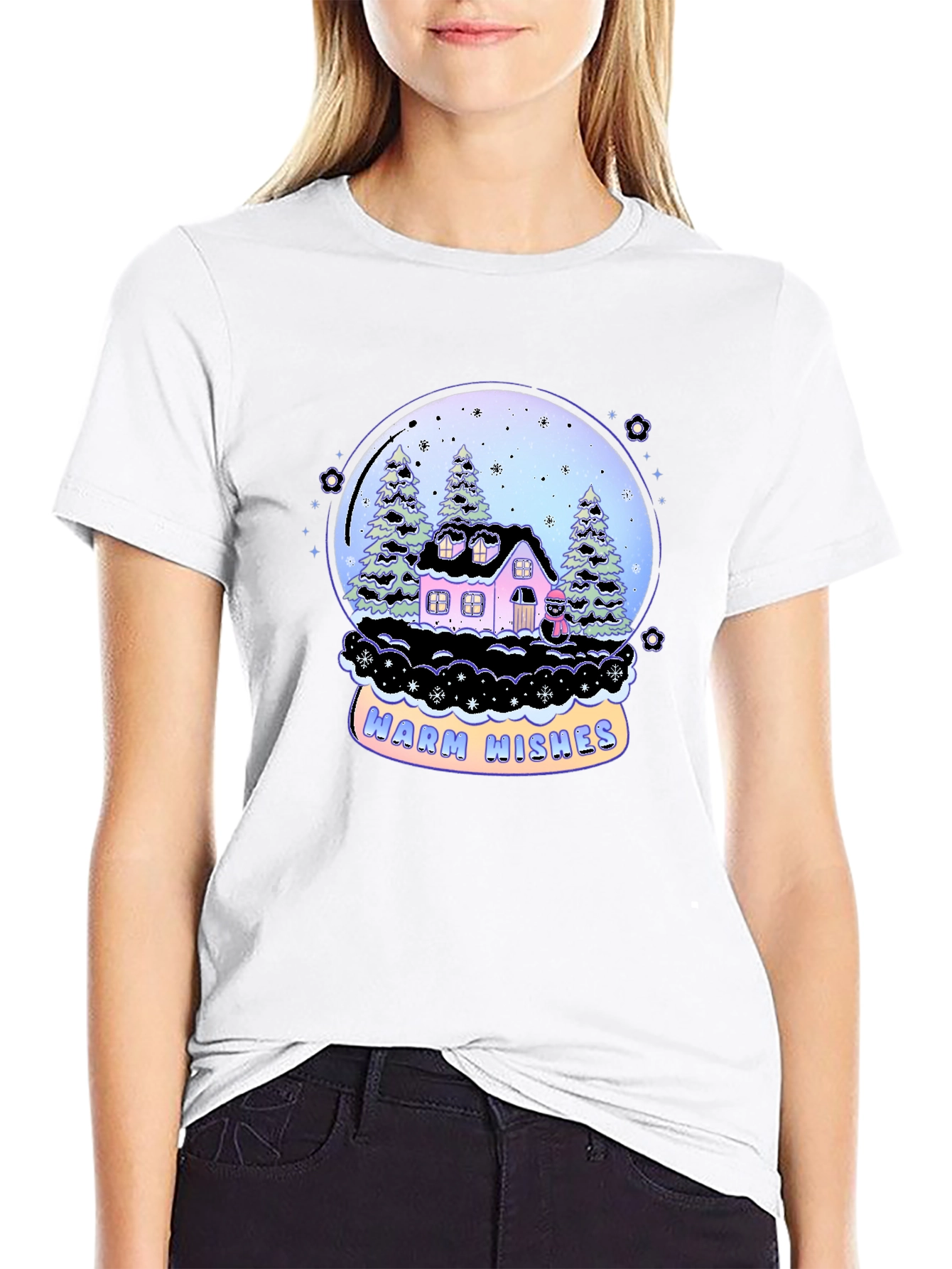 Warm Wishes Snow Globe Graphic Tee - Black