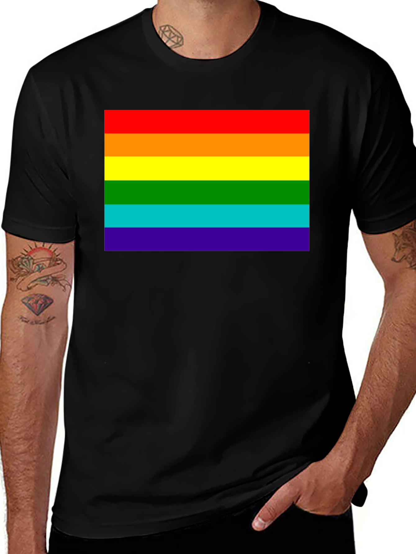 Pride Flag Black T-Shirt - Unisex
