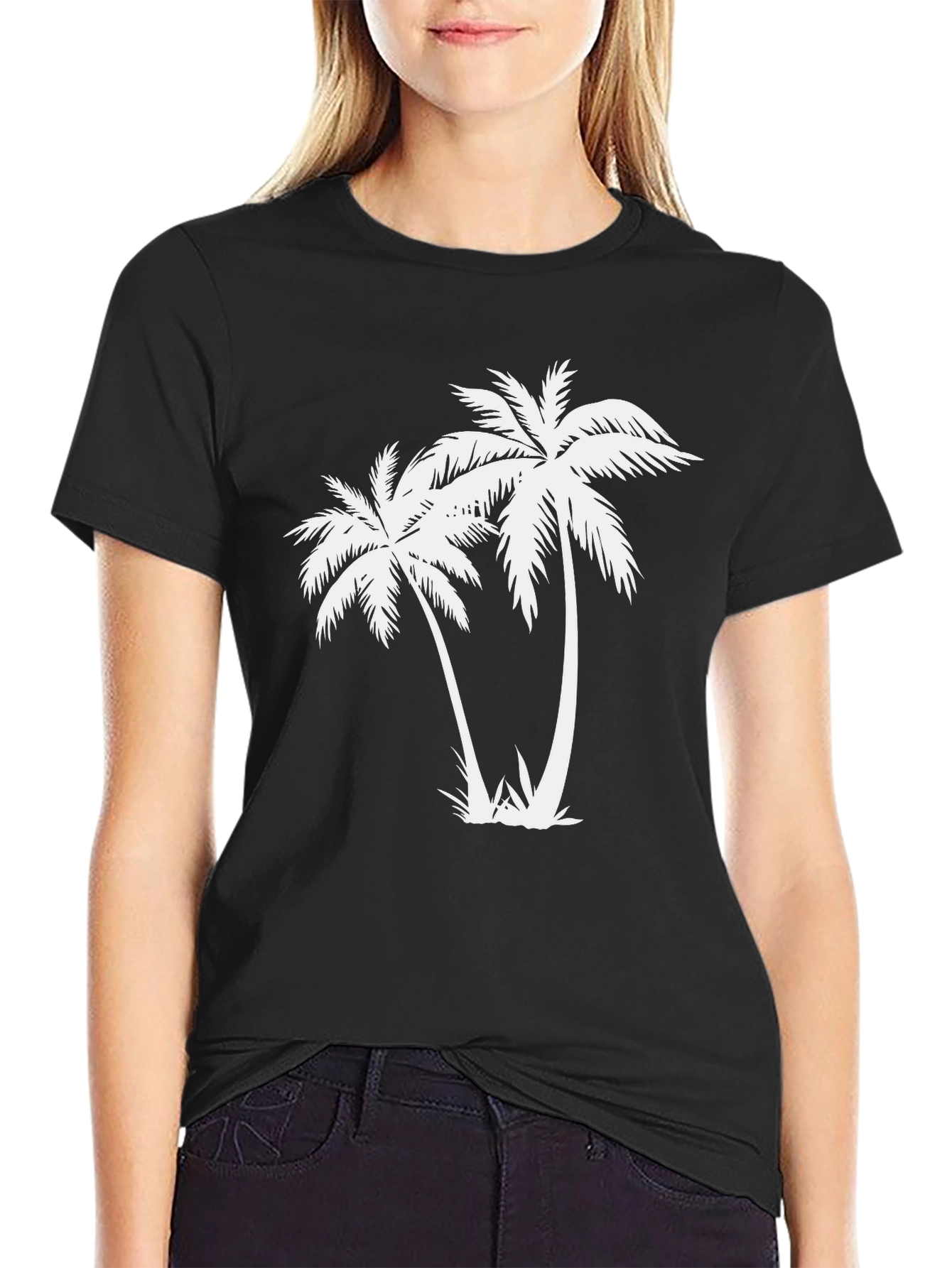 Black Palm Tree Graphic Tee - Tropical Vibe