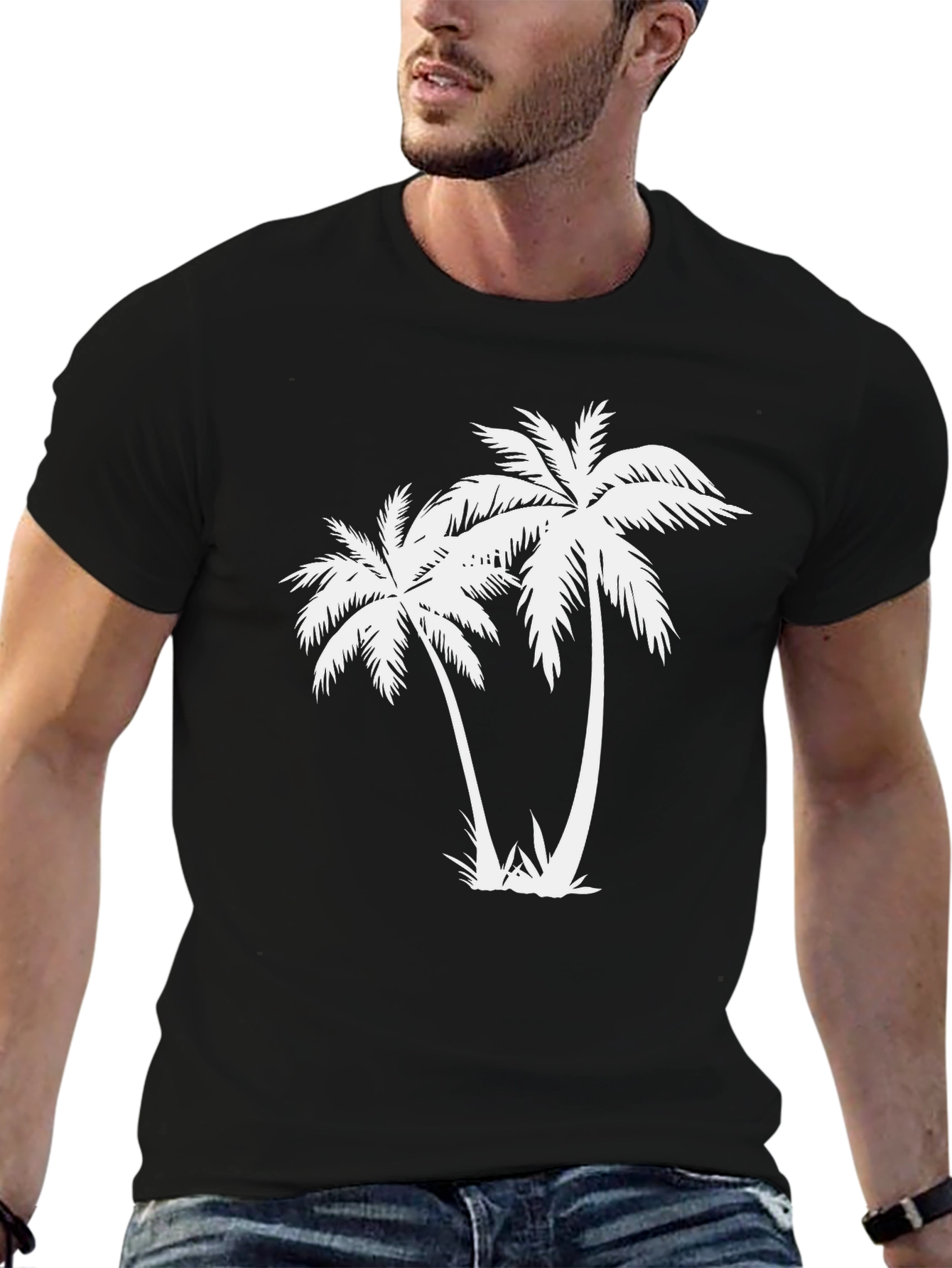 Black Palm Tree Graphic Tee - Tropical Vibe