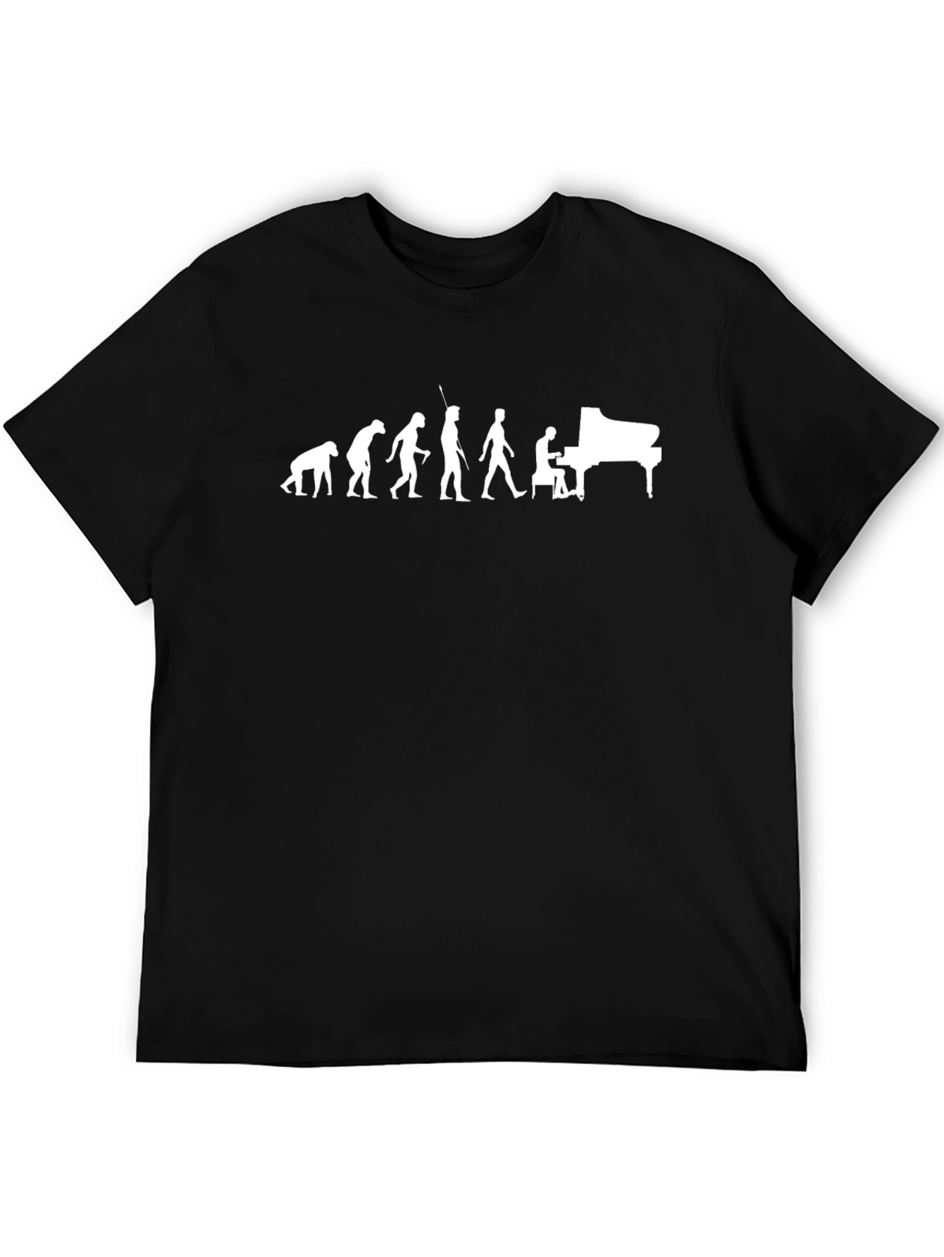 Evolution of Piano Player Black T-Shirt