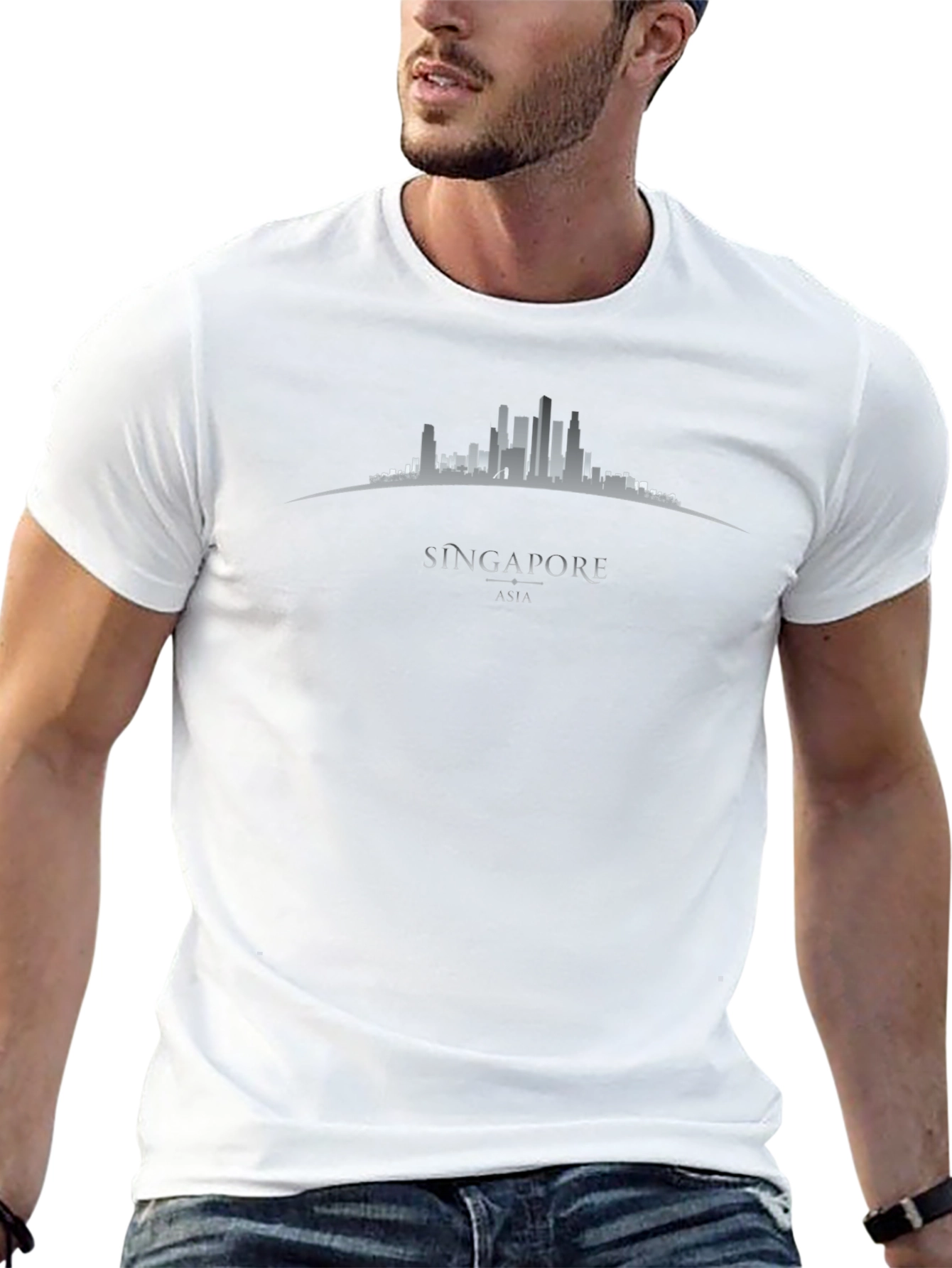 Singapore Skyline Graphic T-Shirt - Black