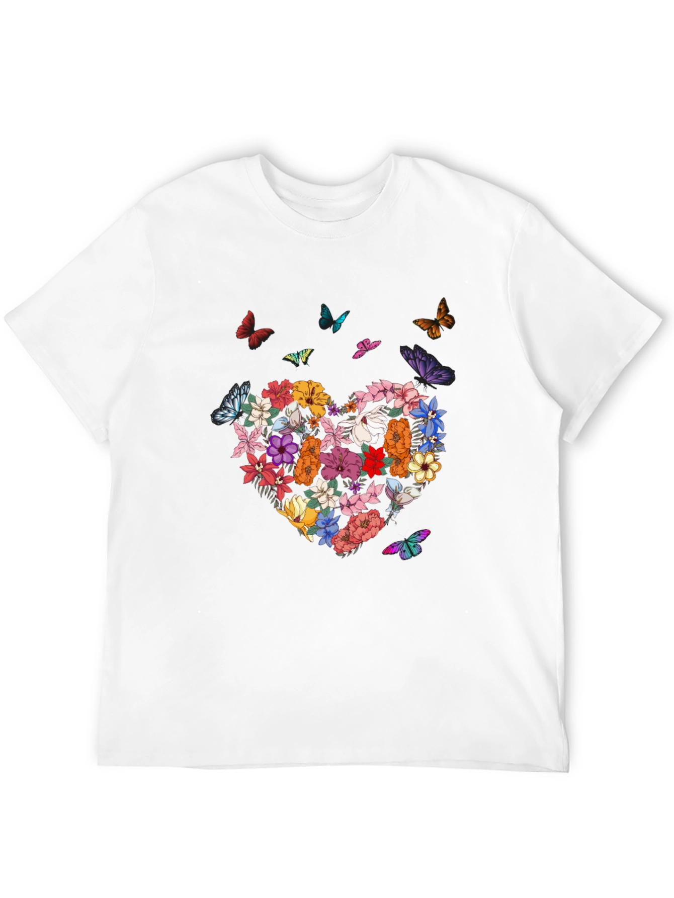 Floral Heart & Butterfly Graphic Tee