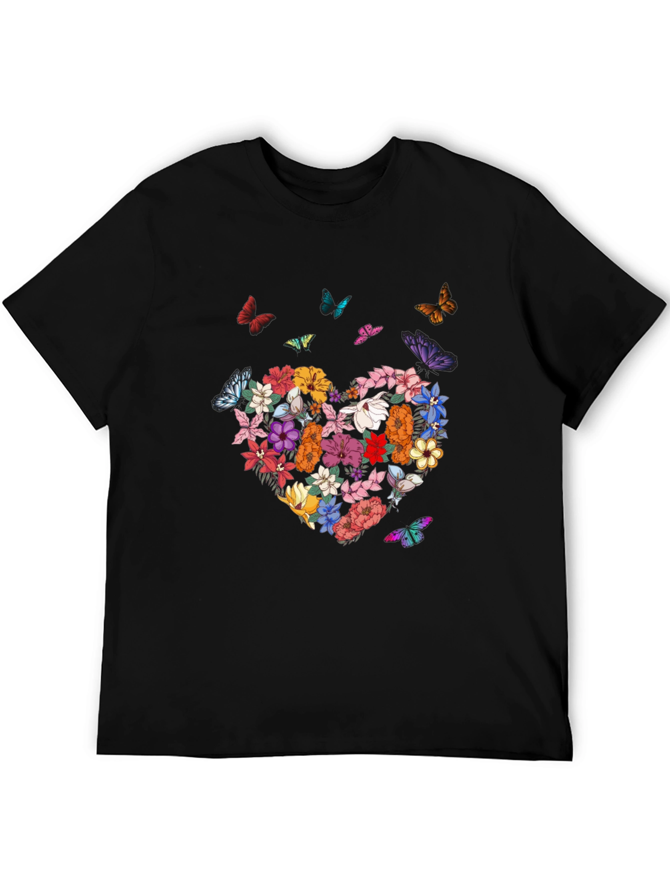 Floral Heart & Butterfly Graphic Tee