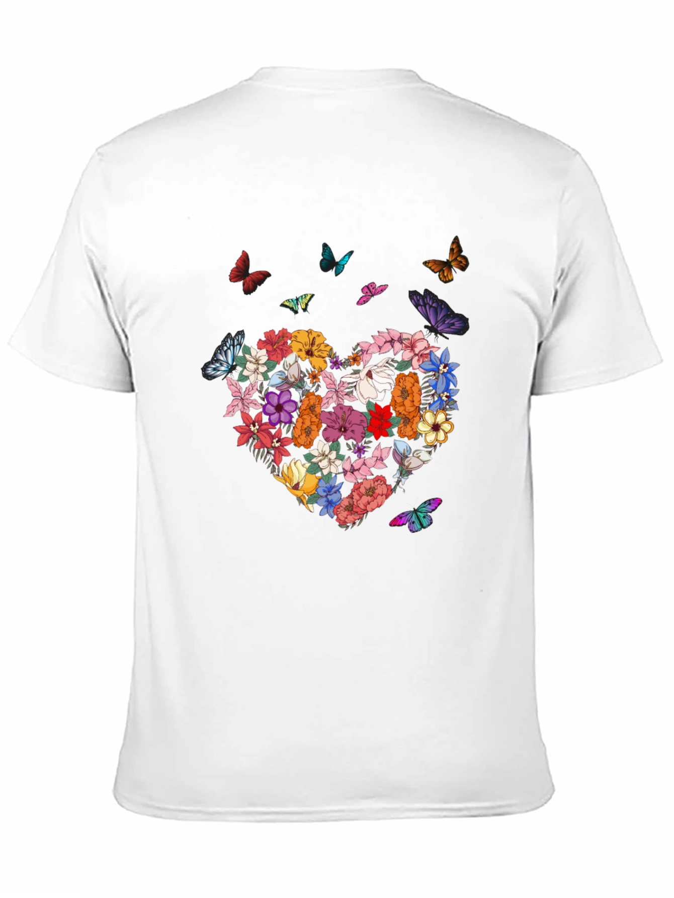 Floral Heart & Butterfly Graphic Tee