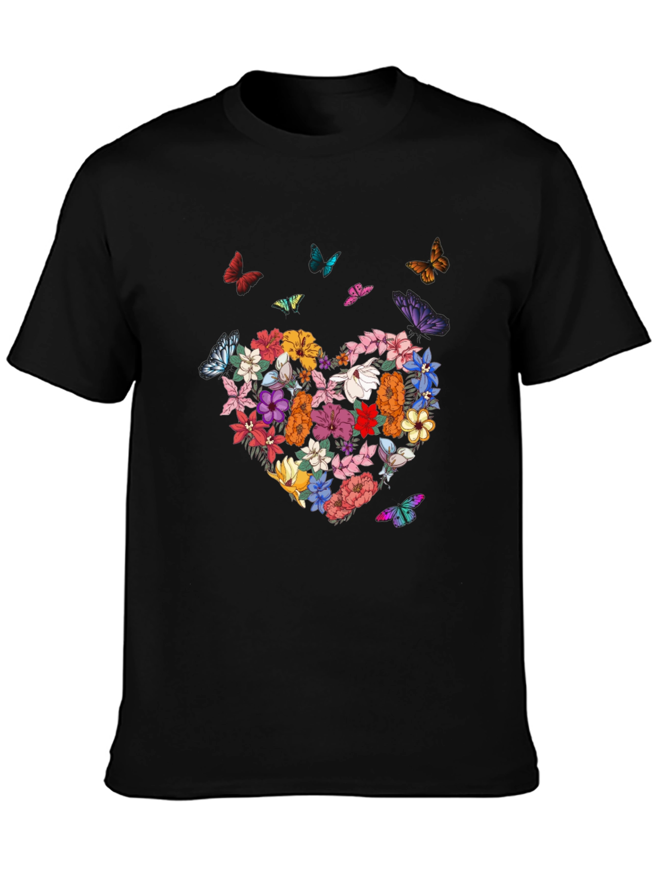 Floral Heart & Butterfly Graphic Tee