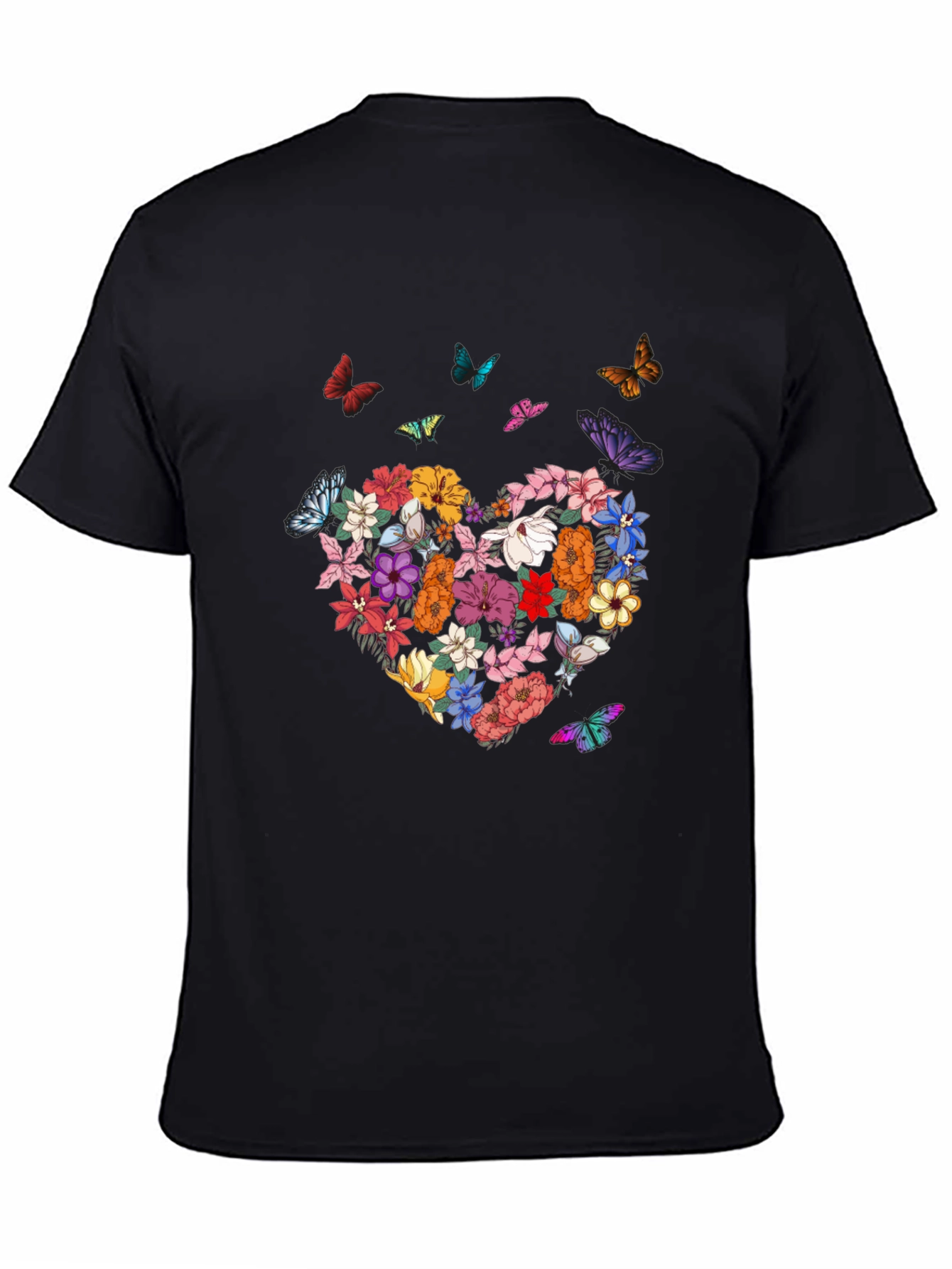 Floral Heart & Butterfly Graphic Tee