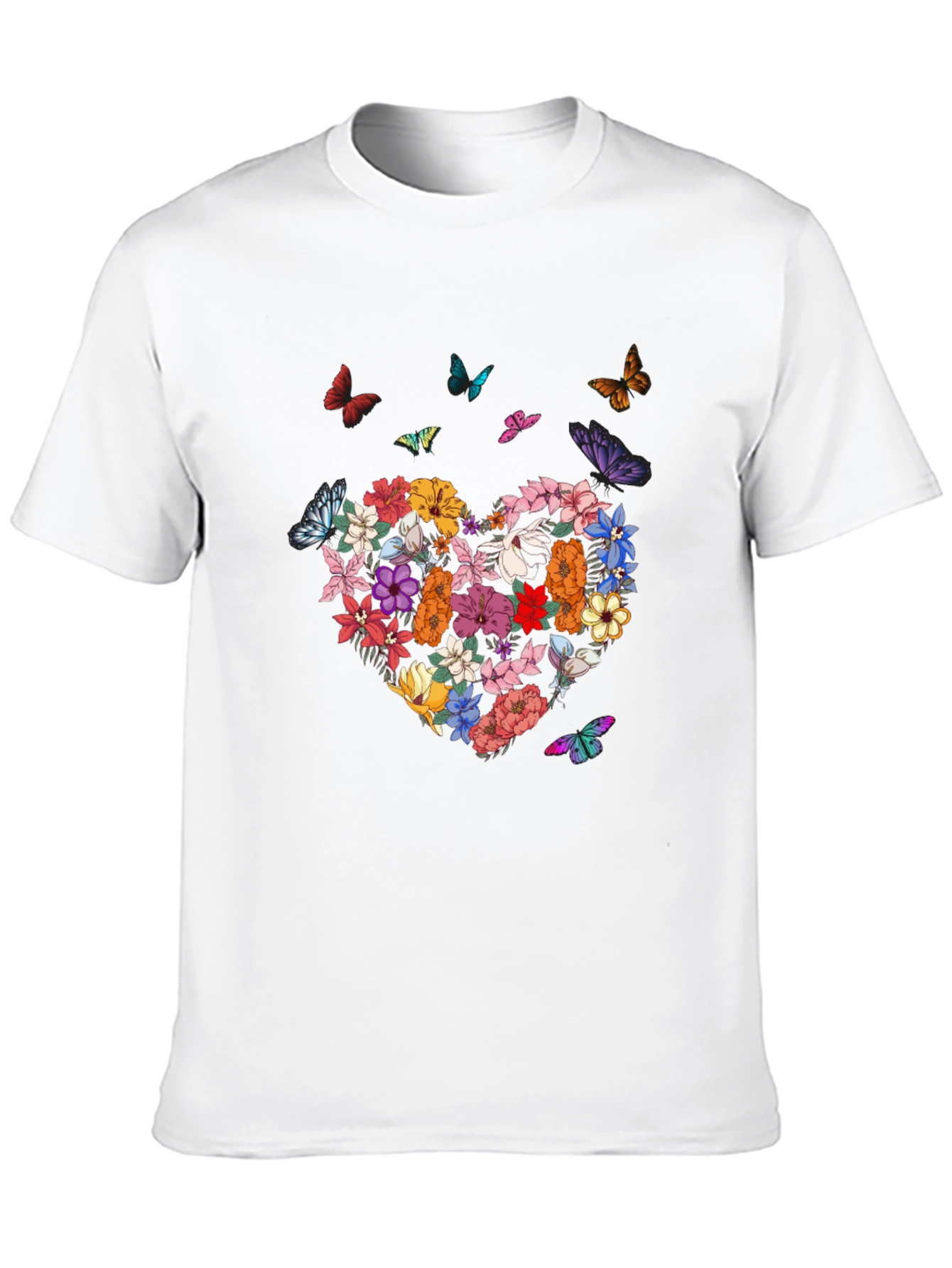 Floral Heart & Butterfly Graphic Tee
