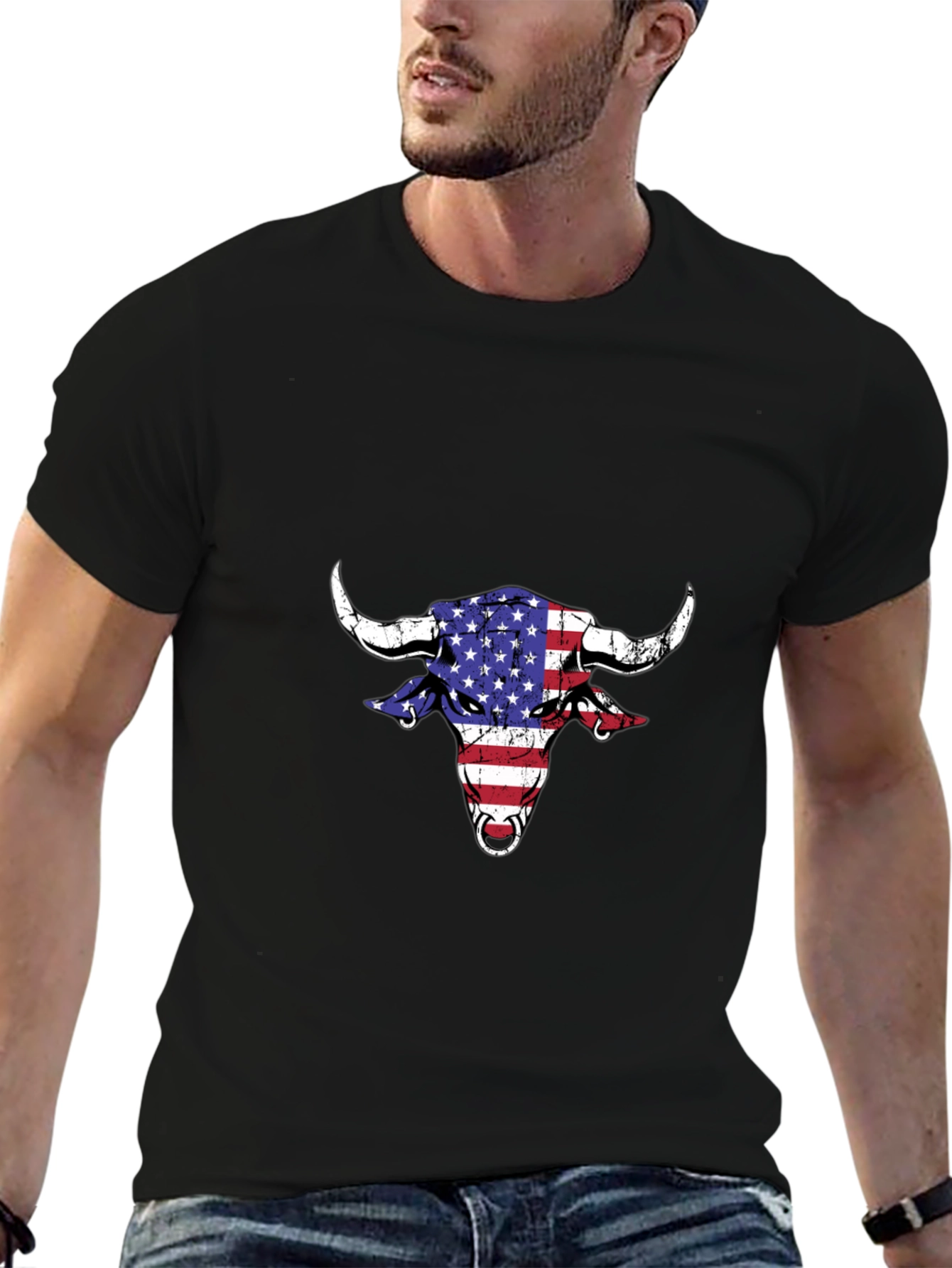 American Bull Graphic Tee - Patriotic Style