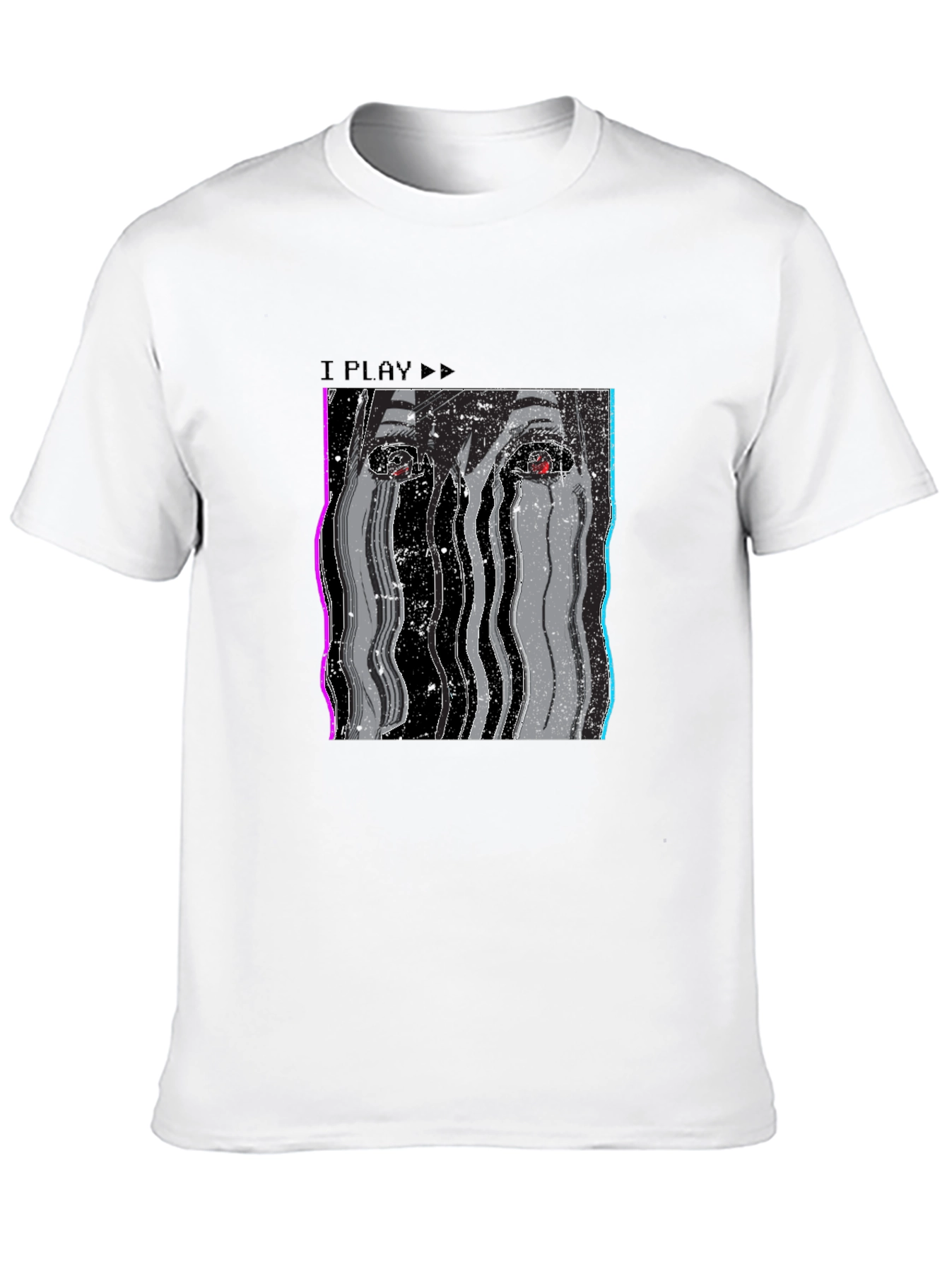 I Play Glitch Art T-Shirt - Mens Black Tee