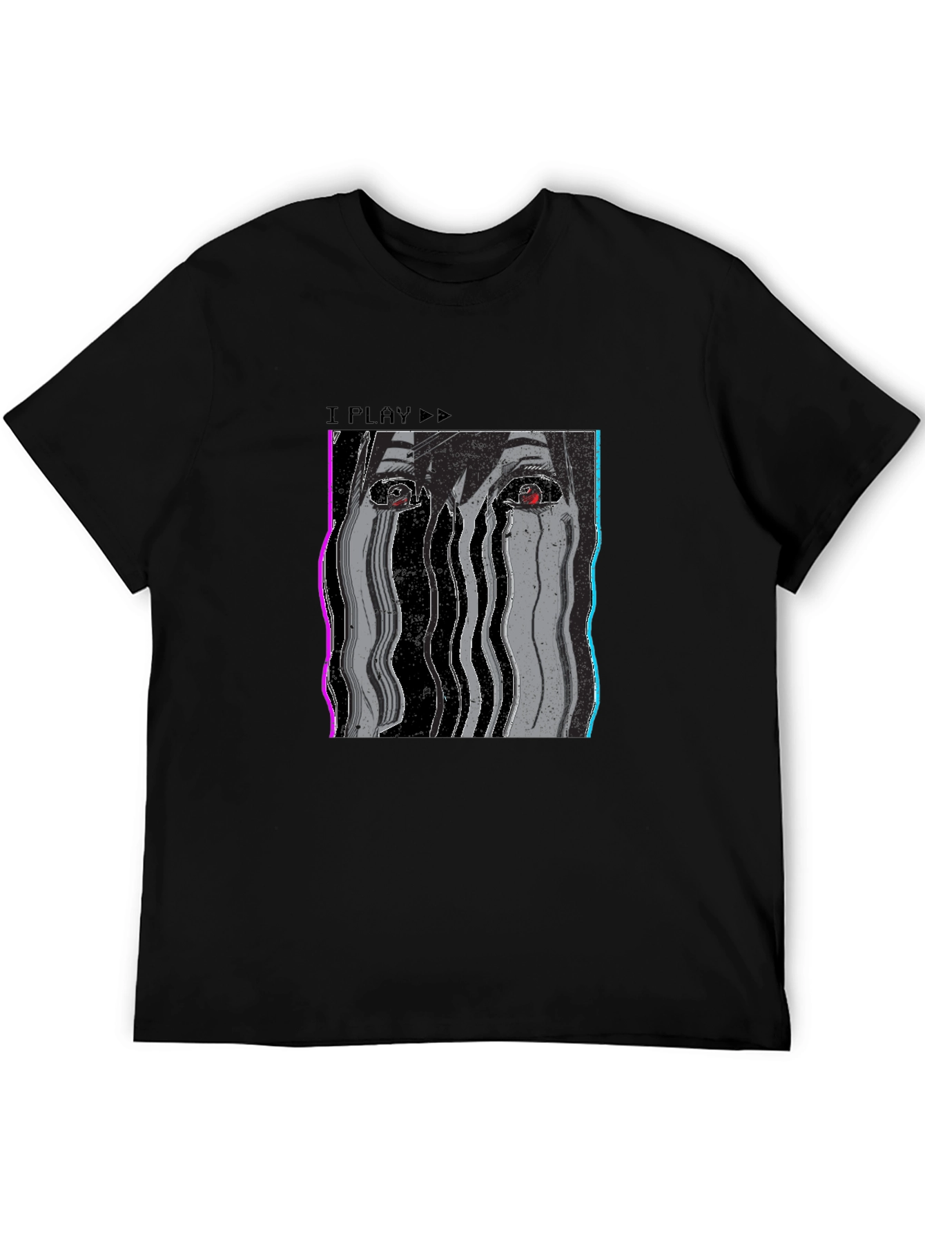 I Play Glitch Art T-Shirt - Mens Black Tee