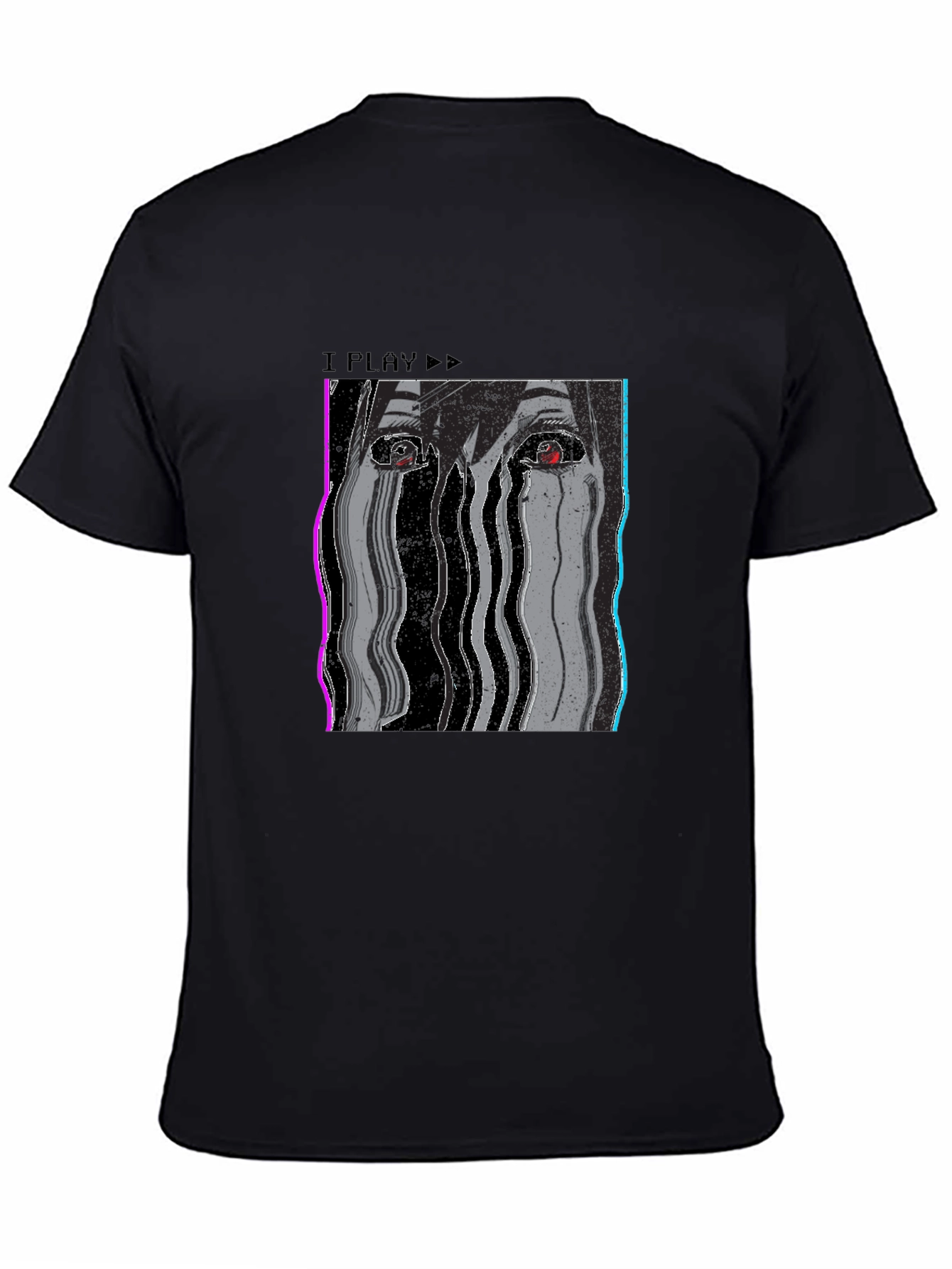 I Play Glitch Art T-Shirt - Mens Black Tee