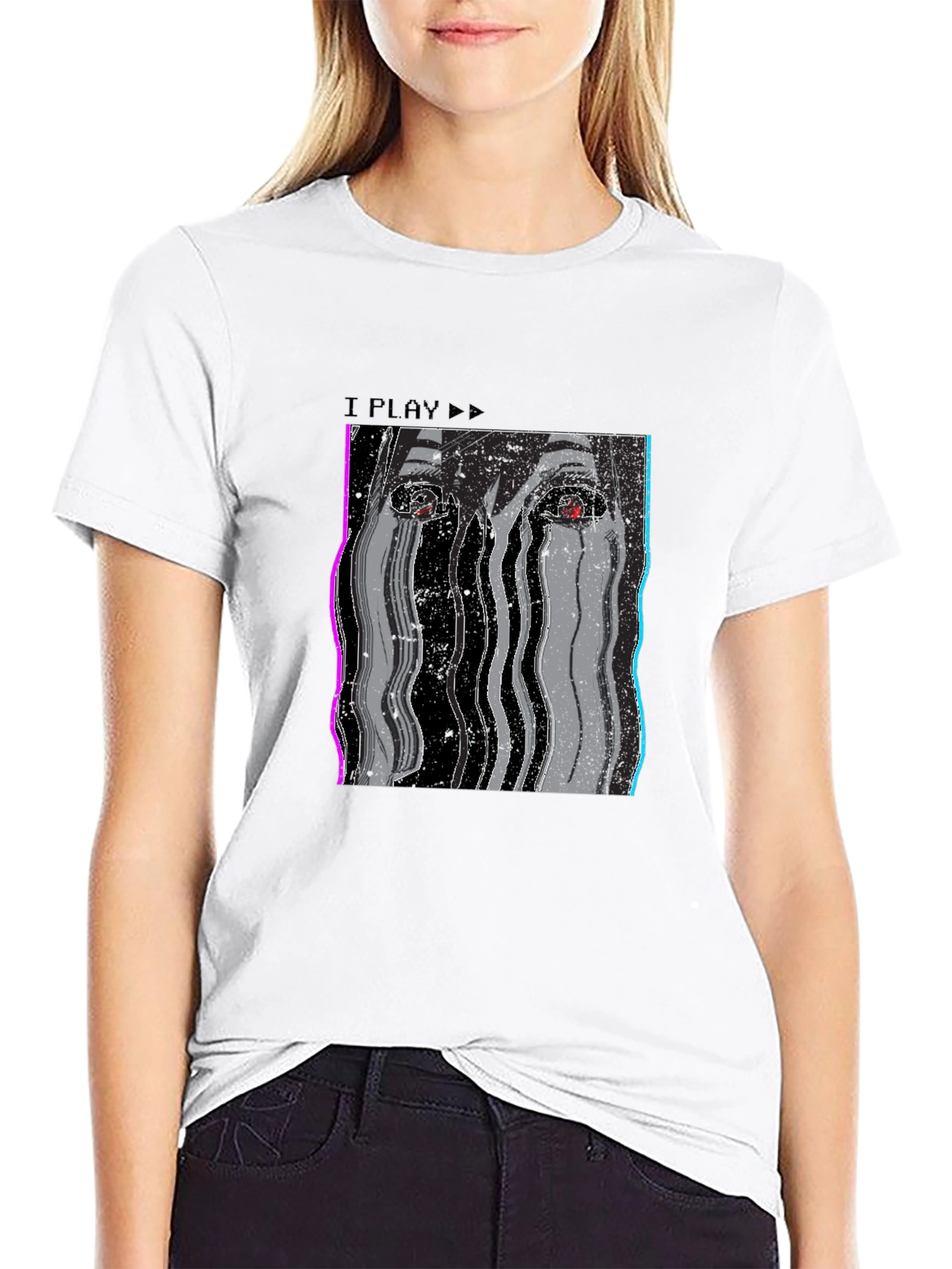 I Play Glitch Art T-Shirt - Mens Black Tee