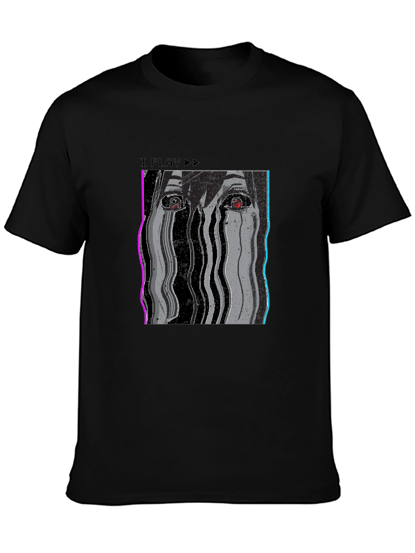 I Play Glitch Art T-Shirt - Mens Black Tee