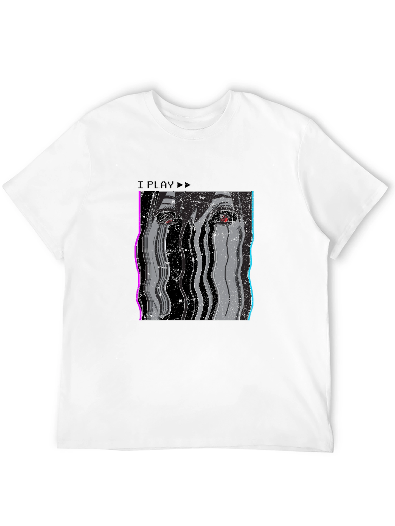I Play Glitch Art T-Shirt - Mens Black Tee