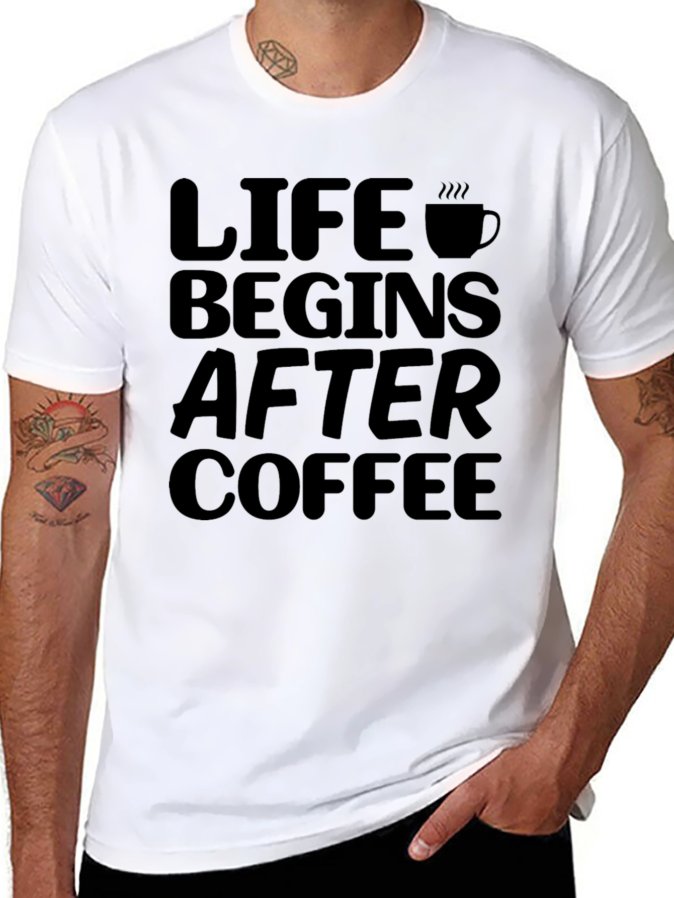 Life Begins After Coffee Graphic Tee - Black