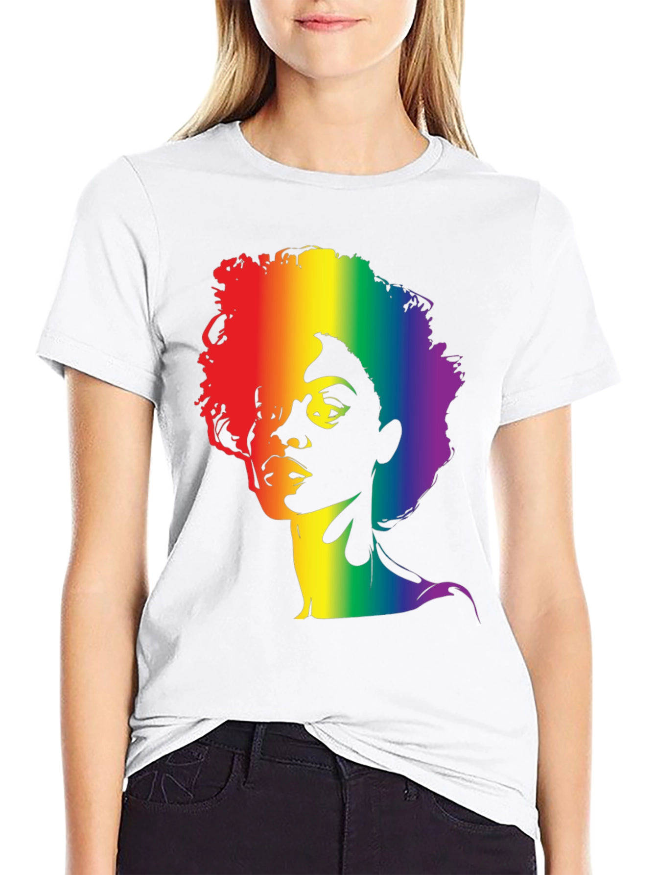 Rainbow Afro Graphic Tee - Stylish Black T-Shirt