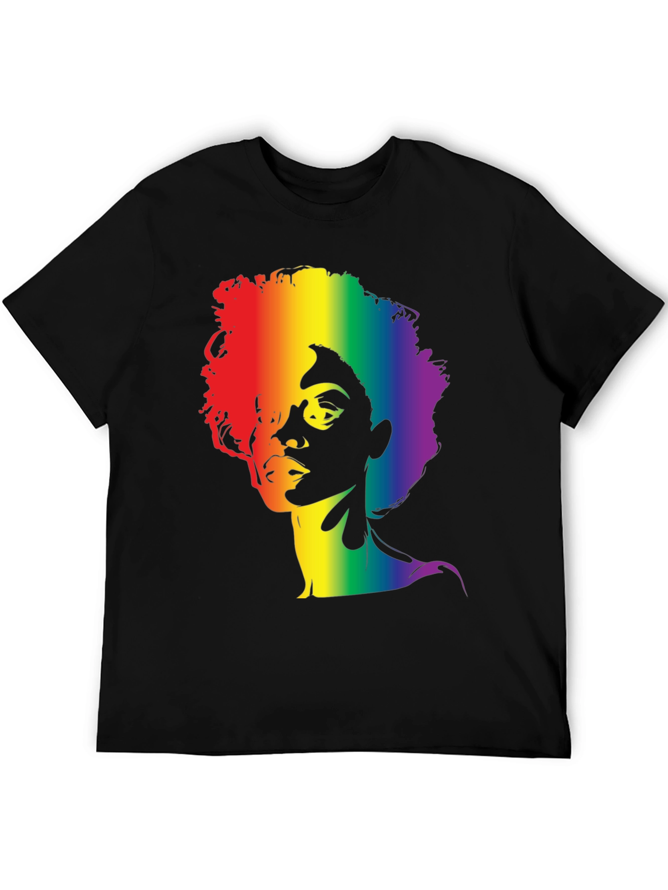 Rainbow Afro Graphic Tee - Stylish Black T-Shirt