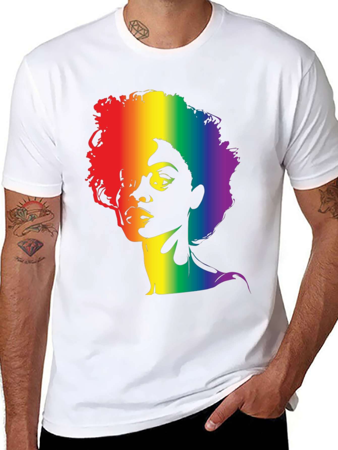 Rainbow Afro Graphic Tee - Stylish Black T-Shirt