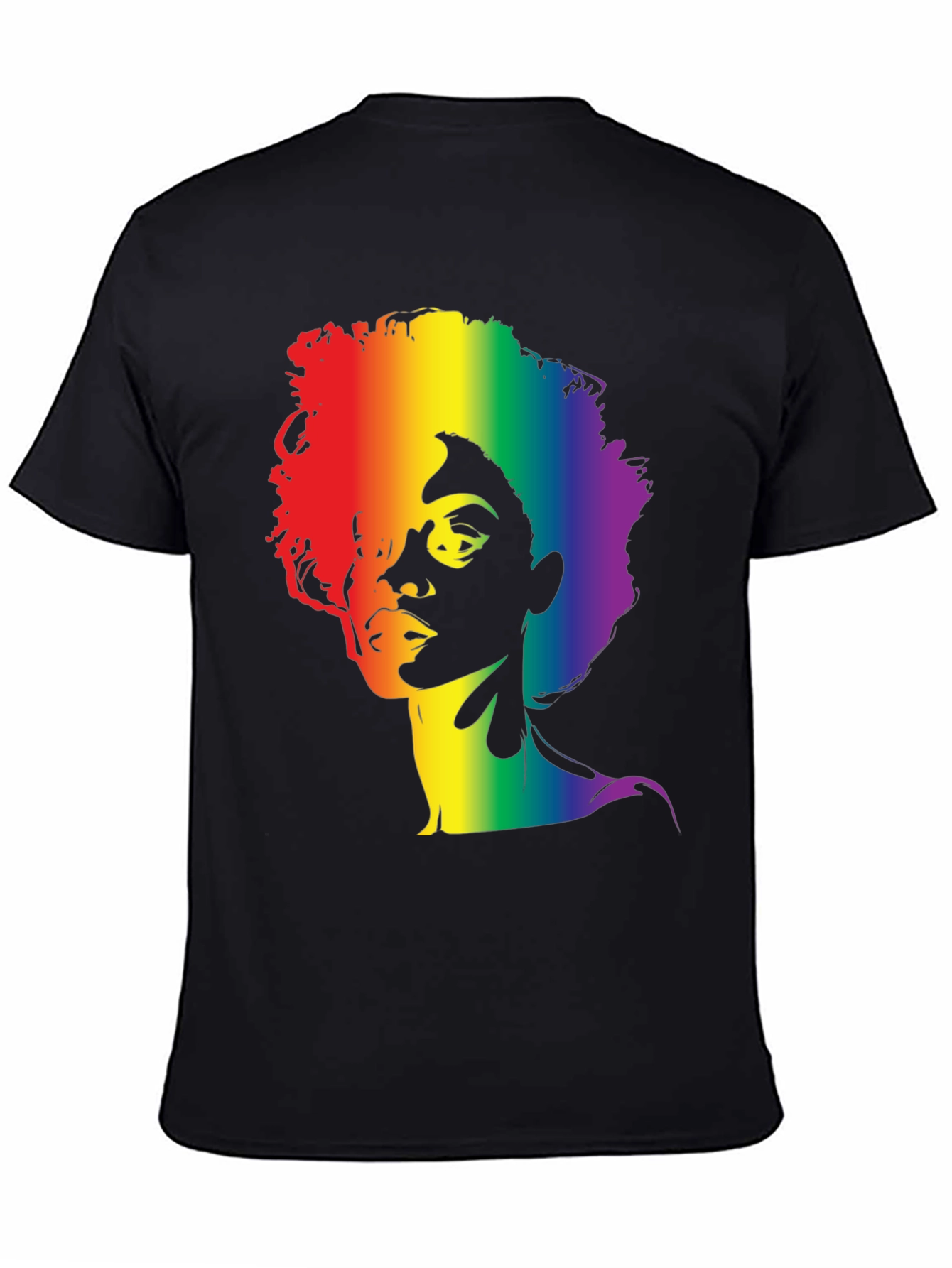 Rainbow Afro Graphic Tee - Stylish Black T-Shirt