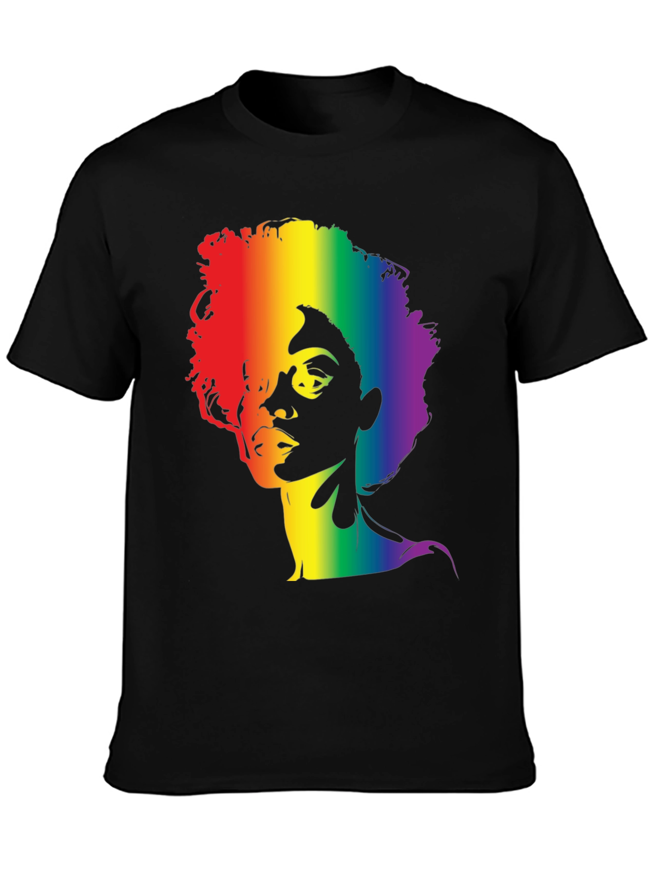 Rainbow Afro Graphic Tee - Stylish Black T-Shirt