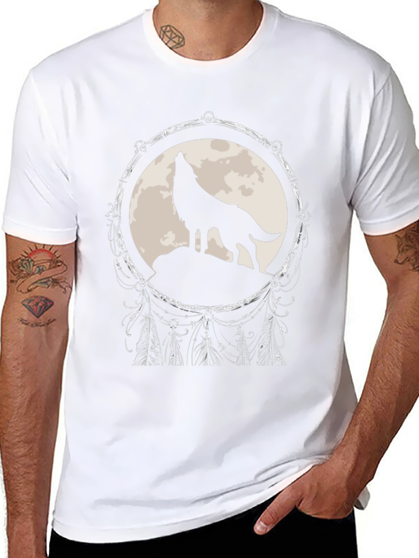 Wolf Dreamcatcher T-Shirt - Black Graphic Tee