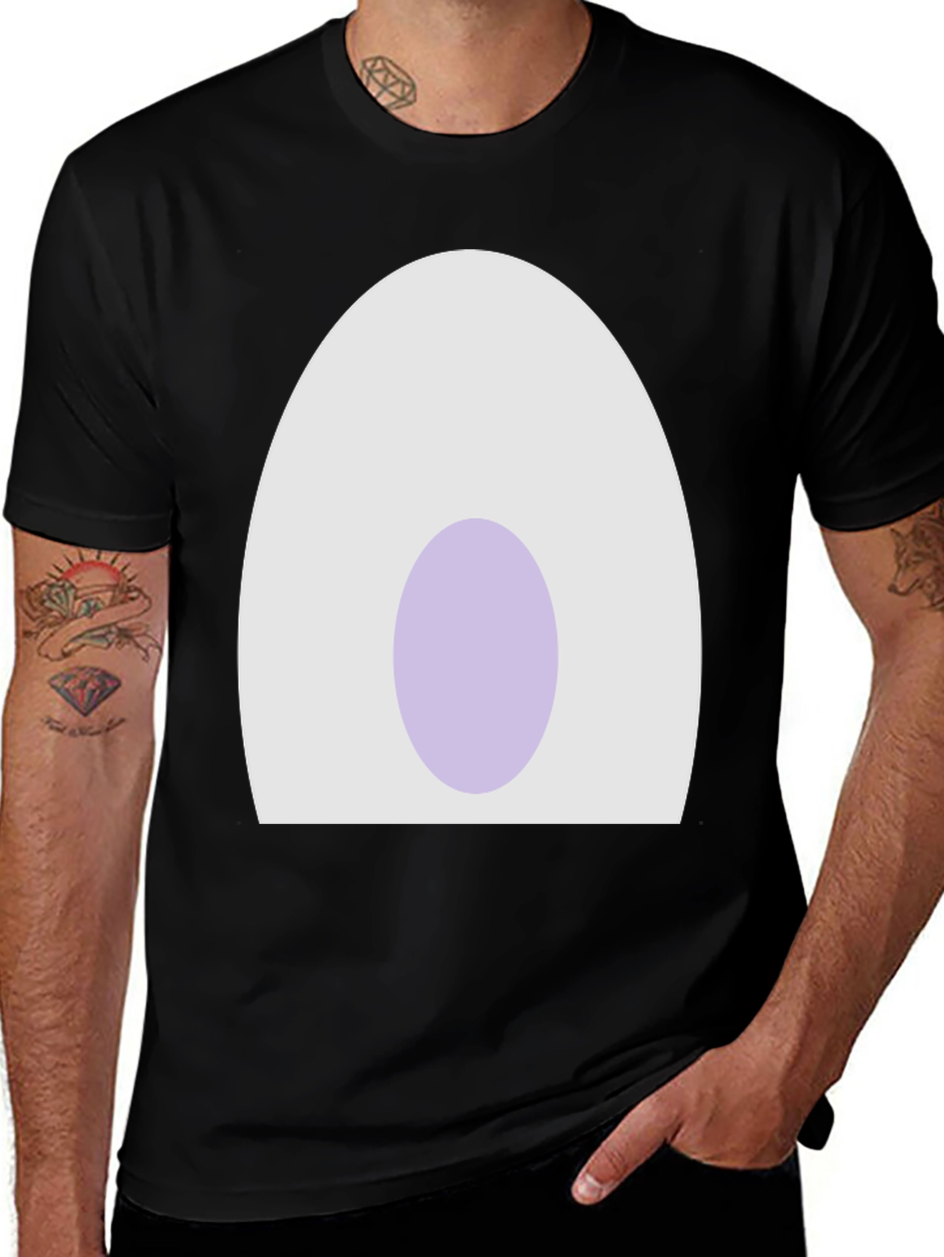 Minimalist Egg Design Black T-Shirt