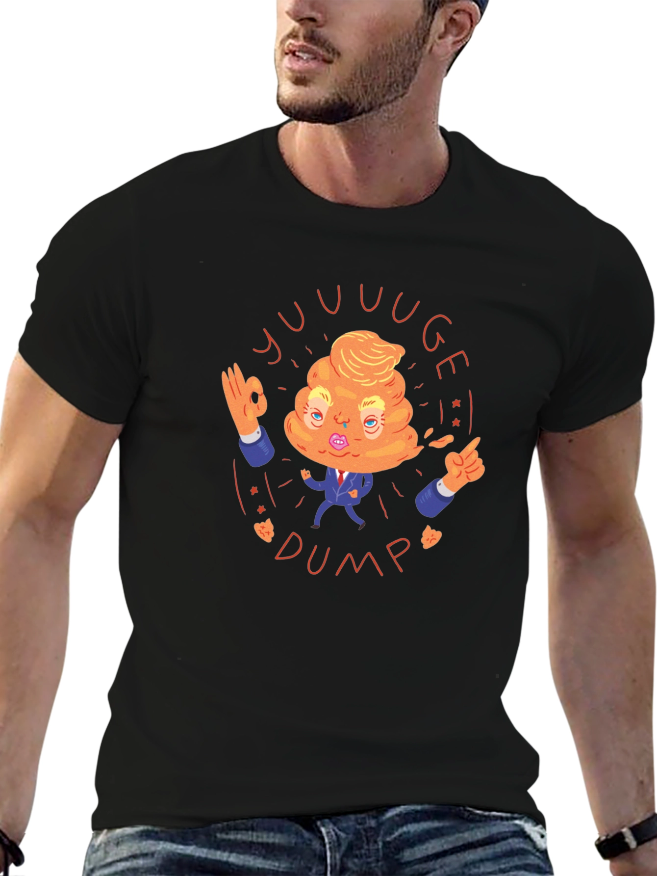 Novelty Trump Poop Emoji T-Shirt - Black