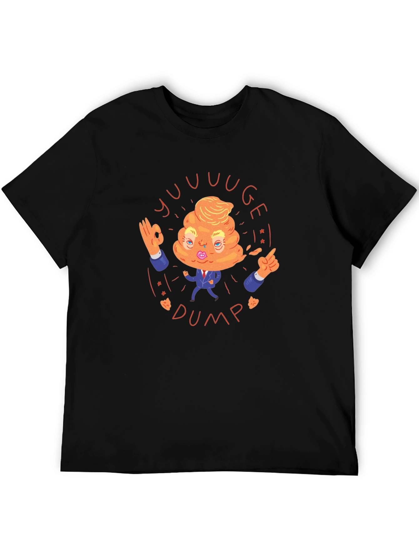 Novelty Trump Poop Emoji T-Shirt - Black