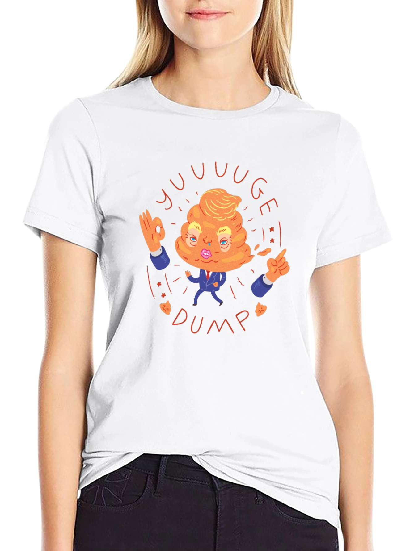 Novelty Trump Poop Emoji T-Shirt - Black
