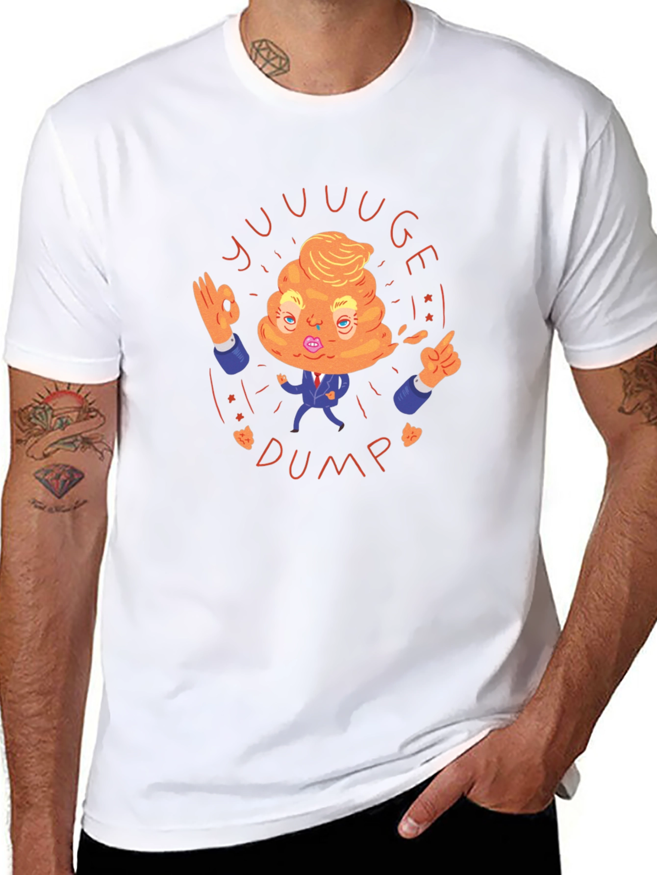Novelty Trump Poop Emoji T-Shirt - Black