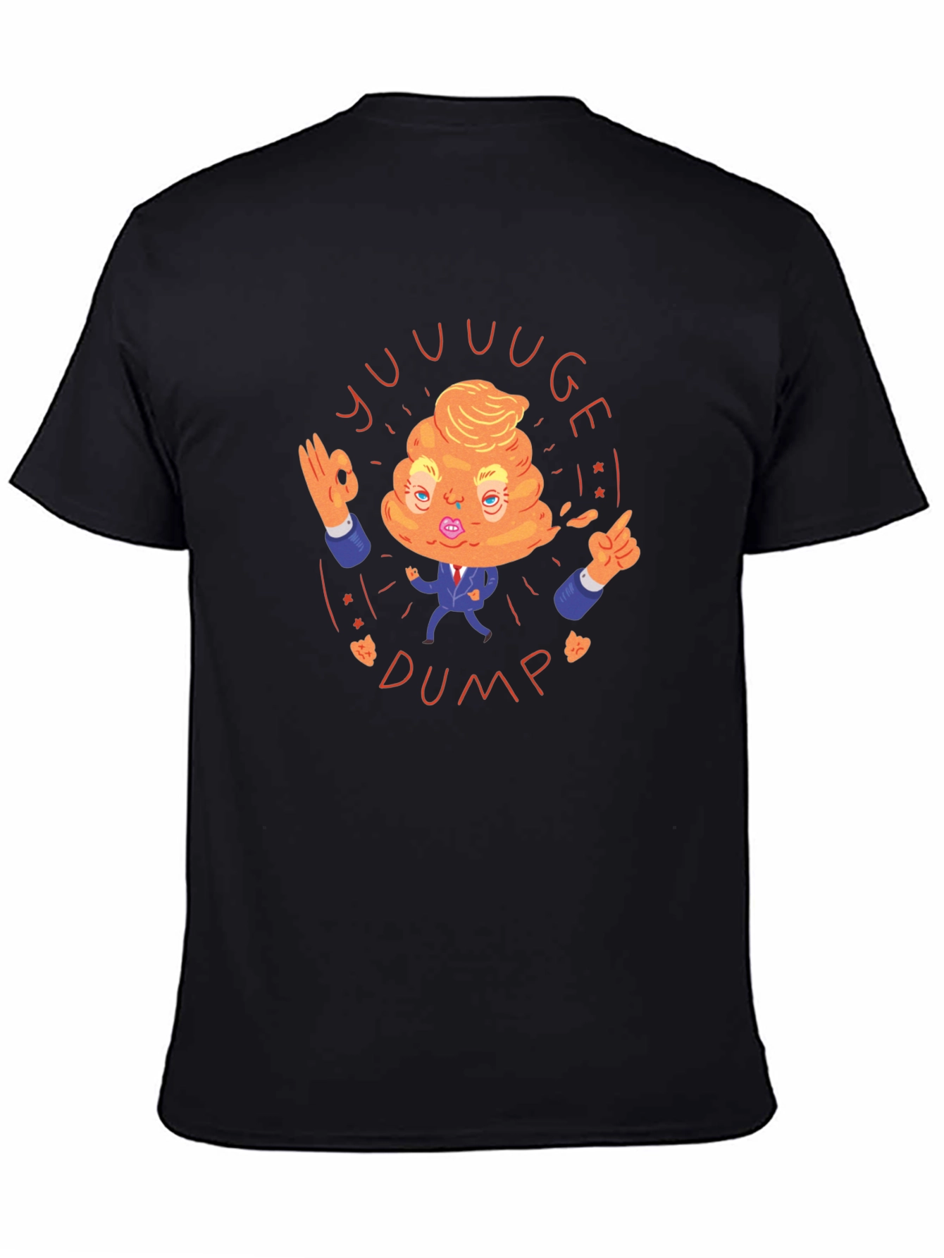 Novelty Trump Poop Emoji T-Shirt - Black