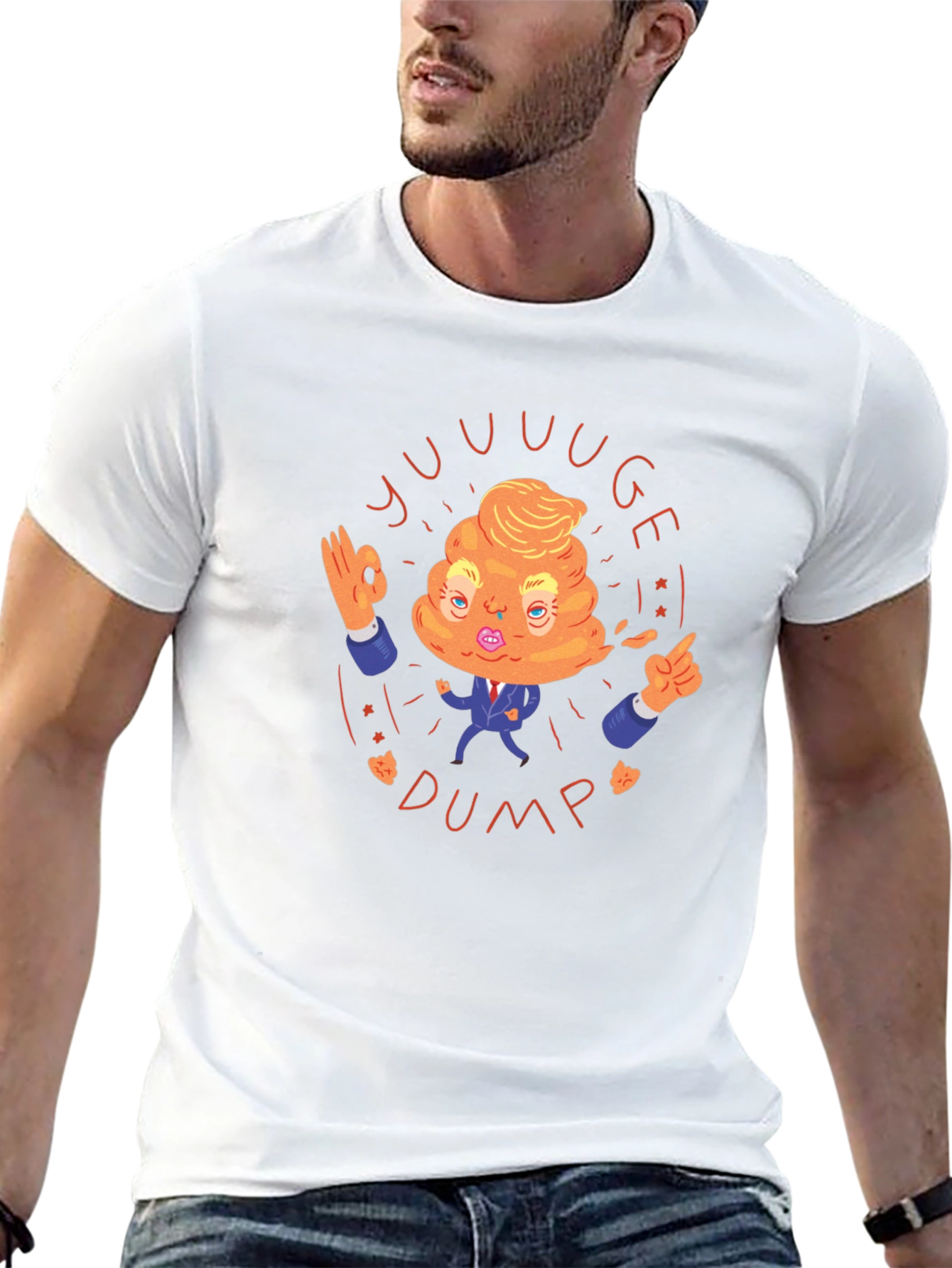 Novelty Trump Poop Emoji T-Shirt - Black