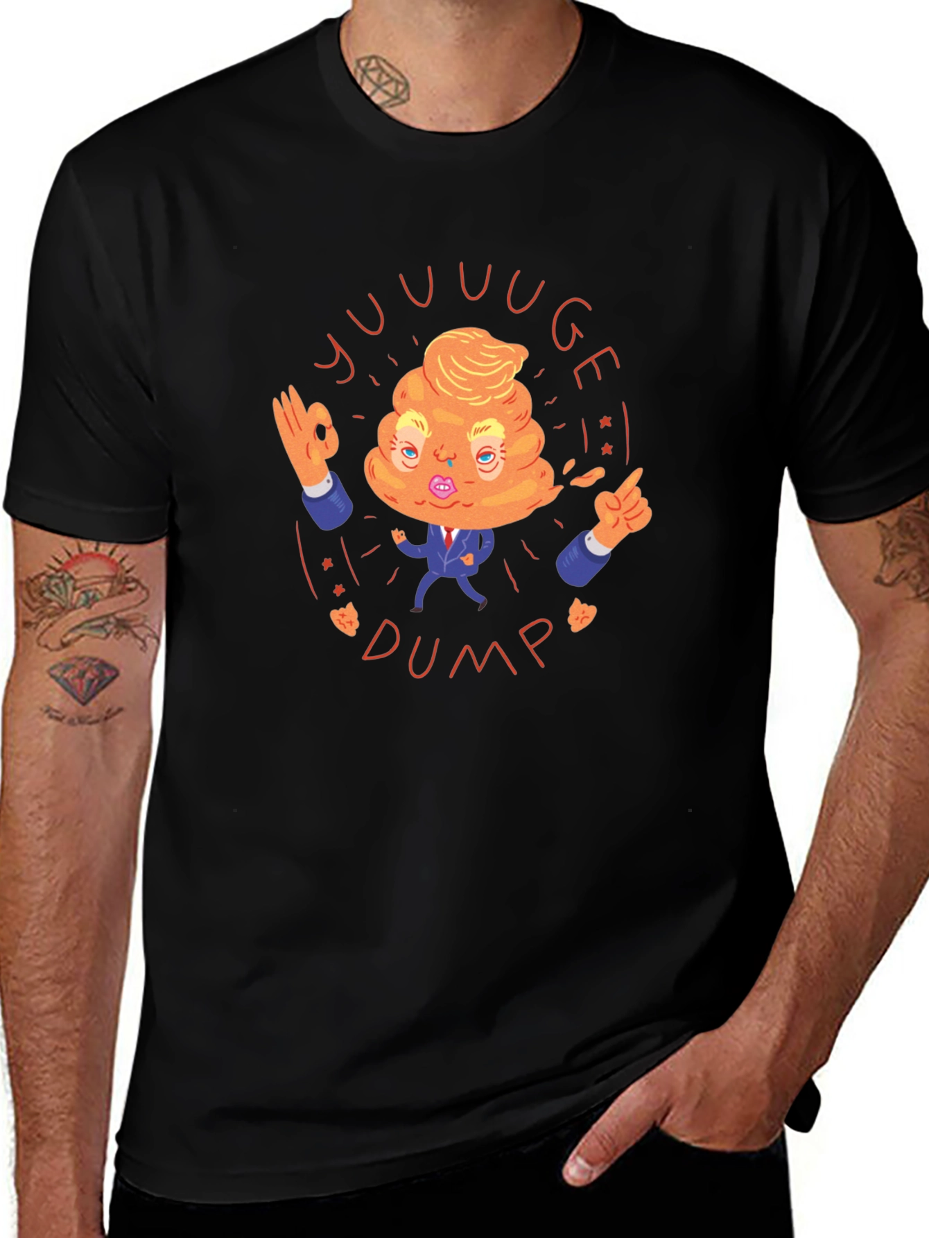 Novelty Trump Poop Emoji T-Shirt - Black