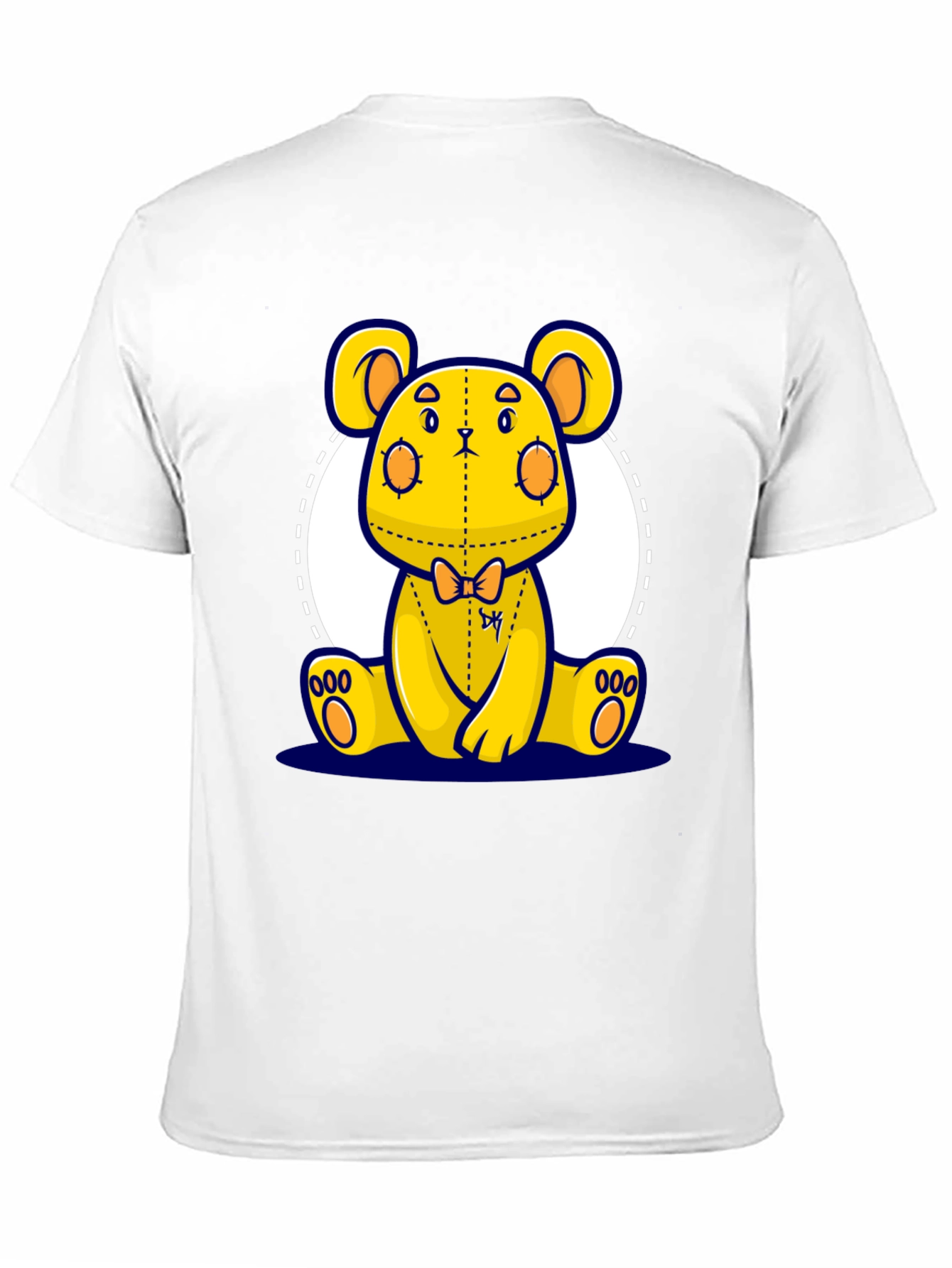 Cute Cartoon Yellow Bear Graphic Black T-Shirt