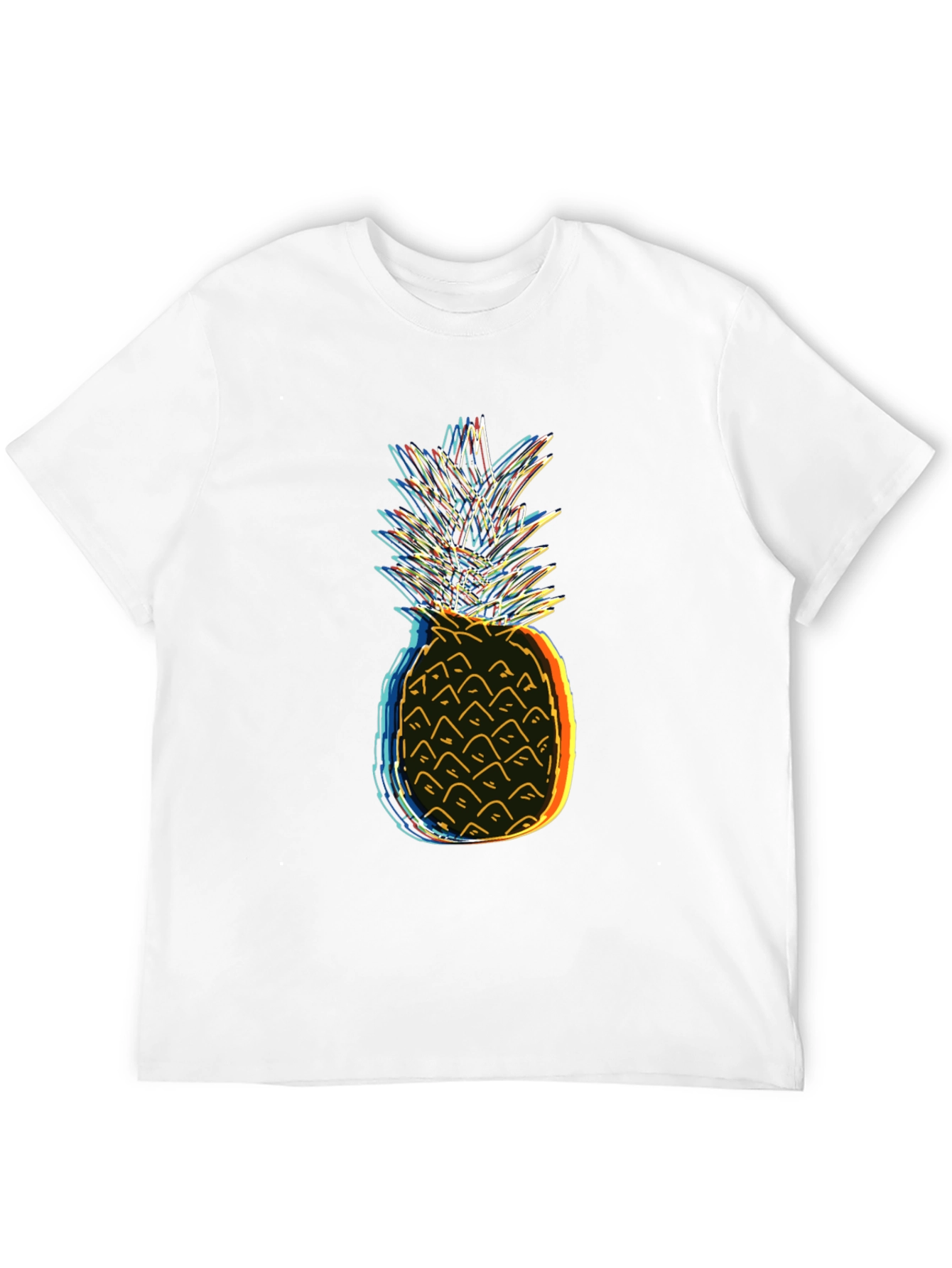 Neon Pineapple Graphic Tee - Black Cotton T-Shirt