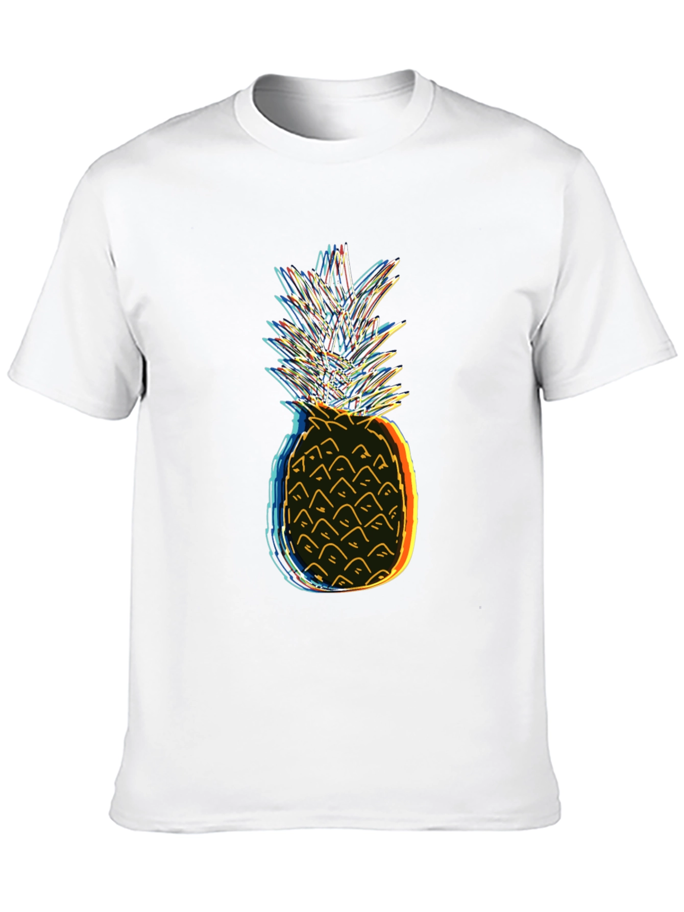 Neon Pineapple Graphic Tee - Black Cotton T-Shirt