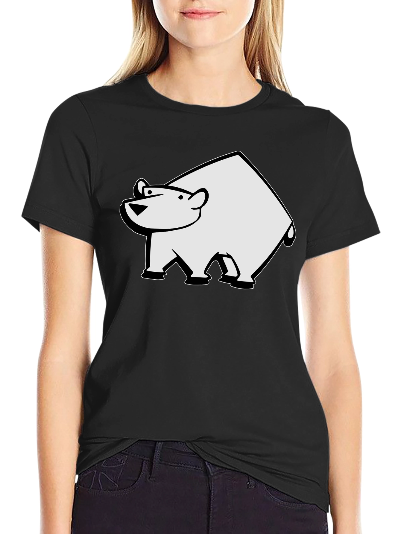 Cool Polar Bear Graphic Tee - Black Cotton T-Shirt