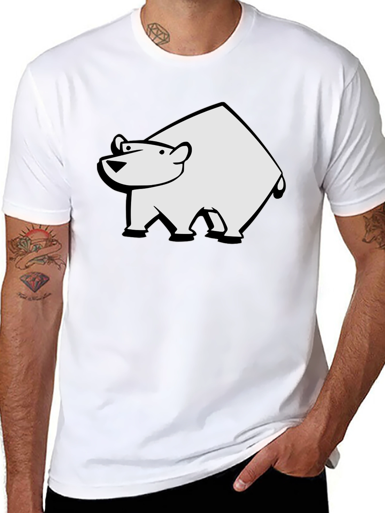 Cool Polar Bear Graphic Tee - Black Cotton T-Shirt