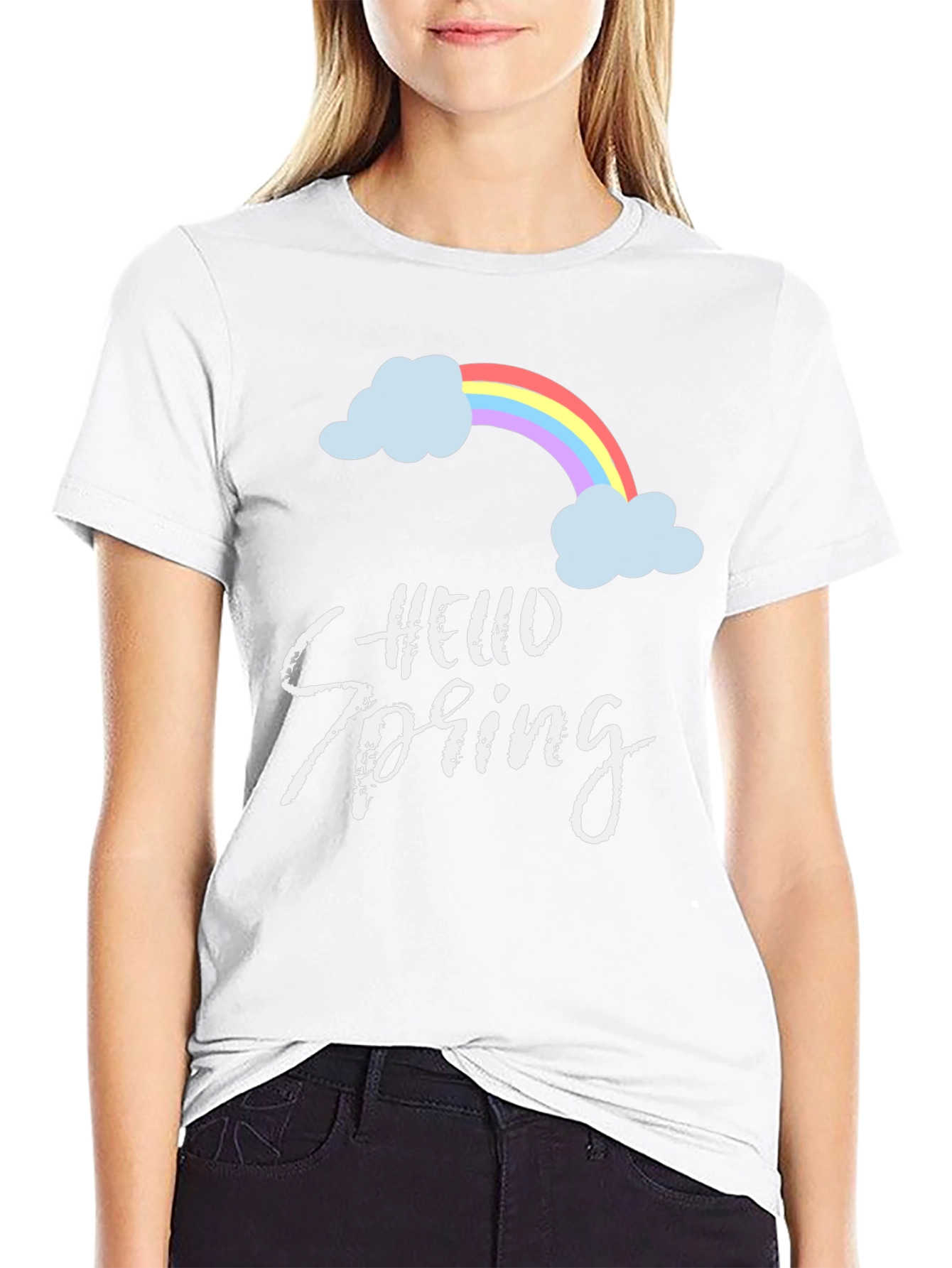 Hello Spring Rainbow Graphic Tee