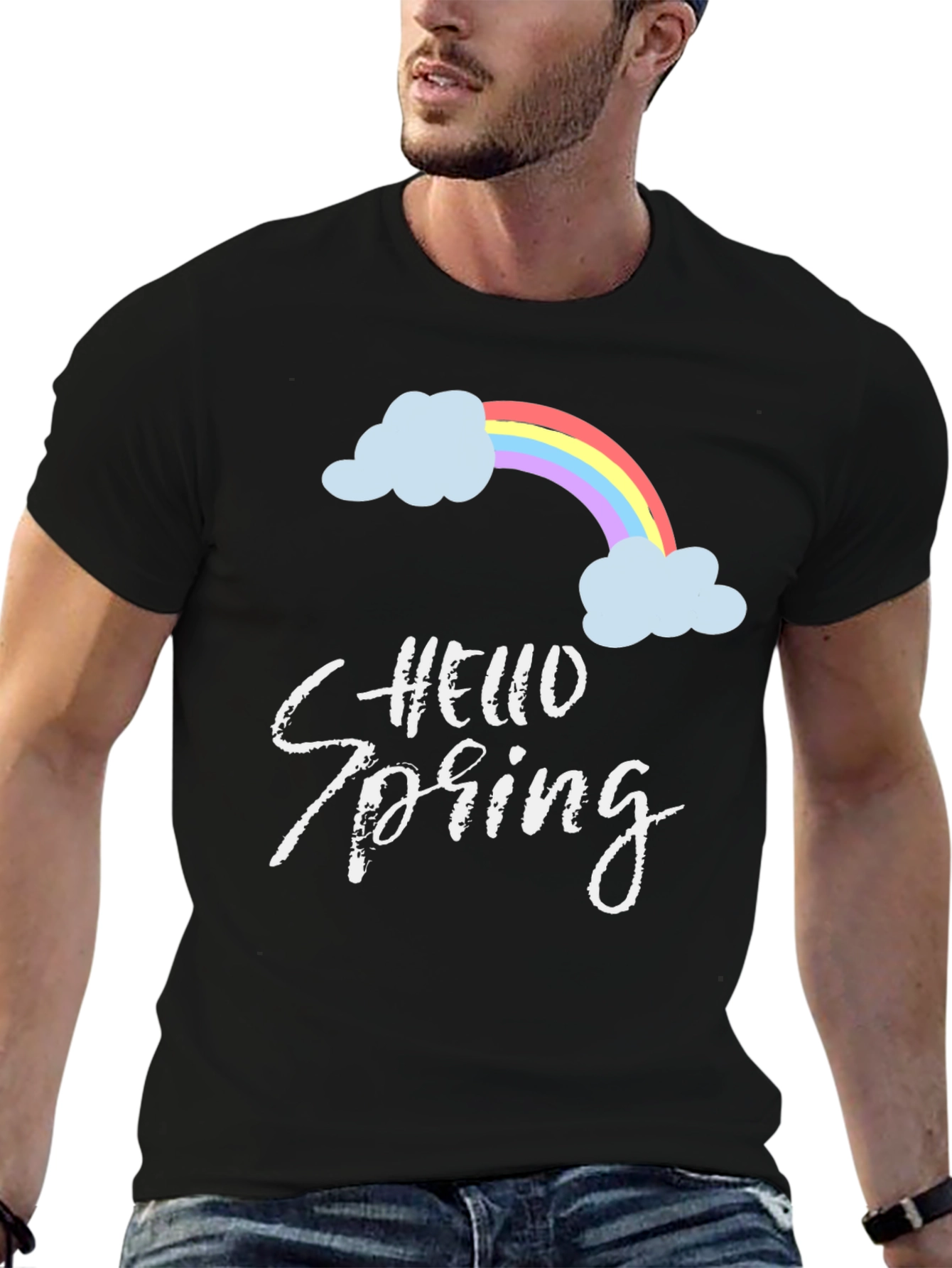Hello Spring Rainbow Graphic Tee